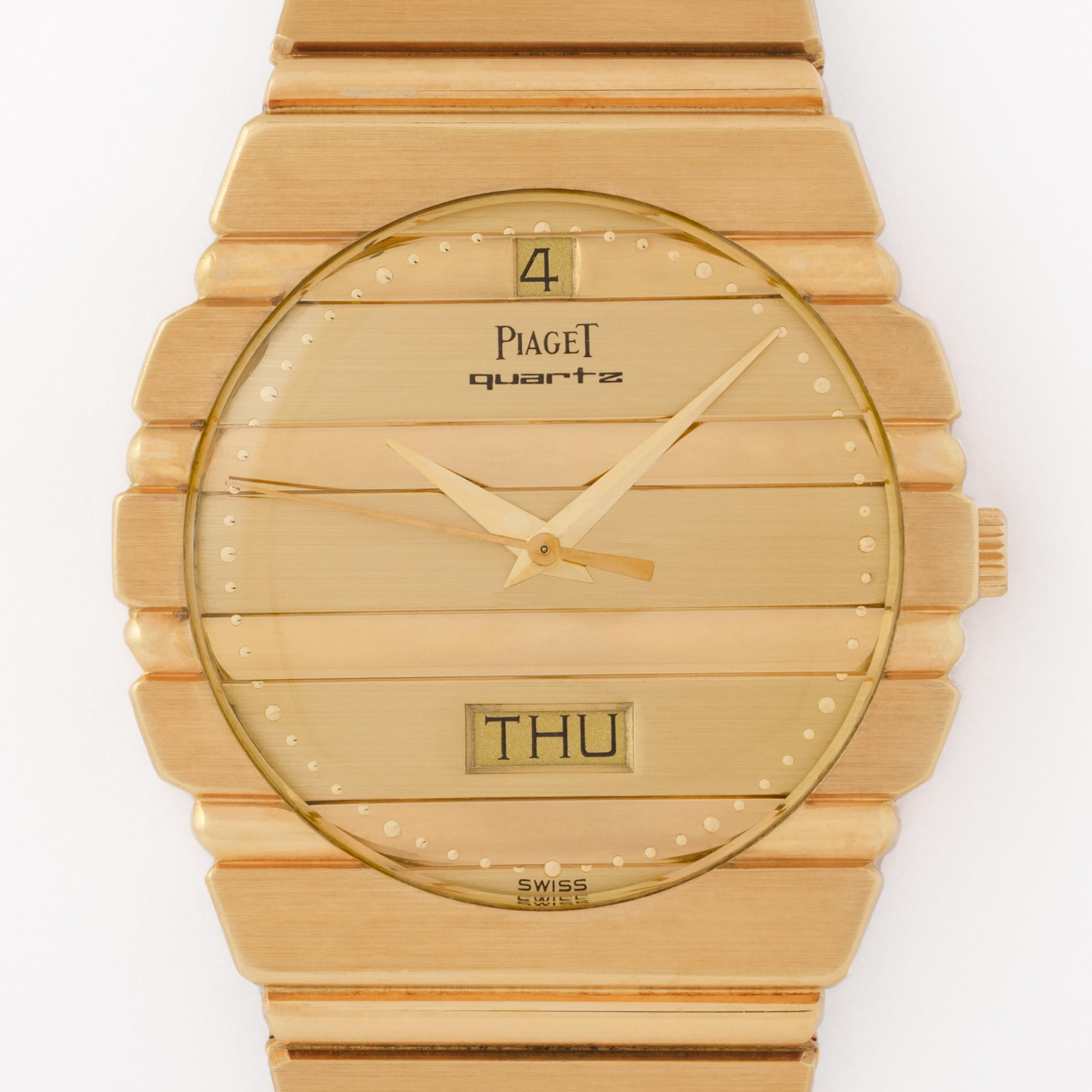 Vintage Piaget DayDate Modell 15562C701 18 Karat Gelbgold Box im Zustand „Gut“ im Angebot in New York, NY