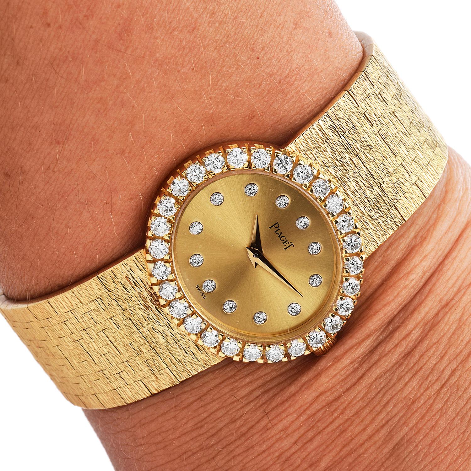 Modern Vintage Piaget Depose Collection Diamond 18K Gold Ladies Watch