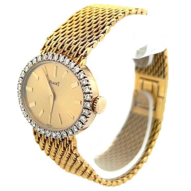 Women's or Men's Vintage Piaget Diamond 18 Karat Yellow Gold Wristwatch