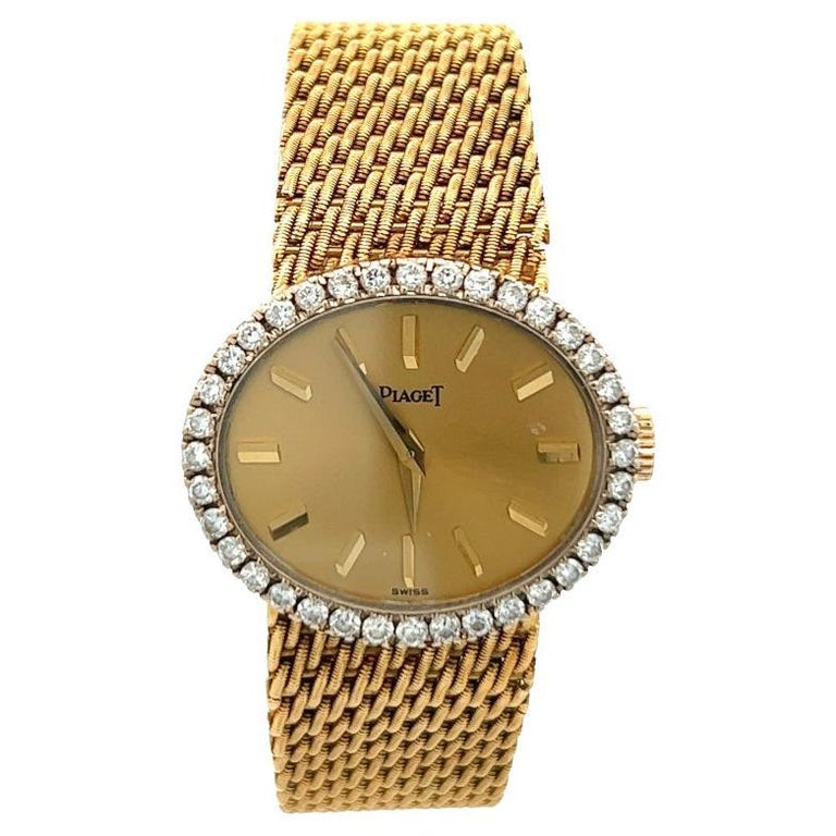 Vintage Piaget Diamond 18 Karat Yellow Gold Wristwatch For Sale