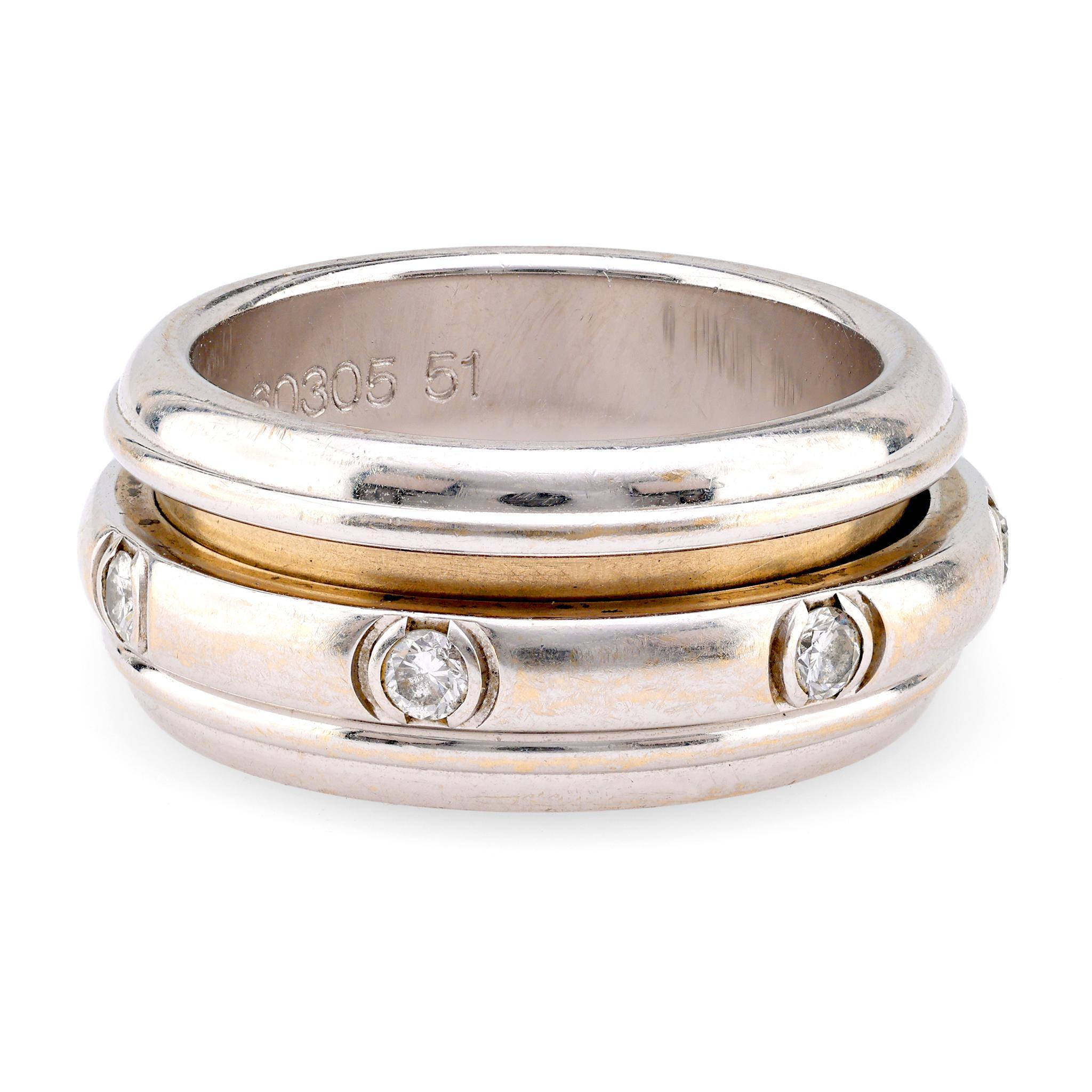 Taille brillant Piaget, bague Possession vintage en or blanc 18 carats avec diamants