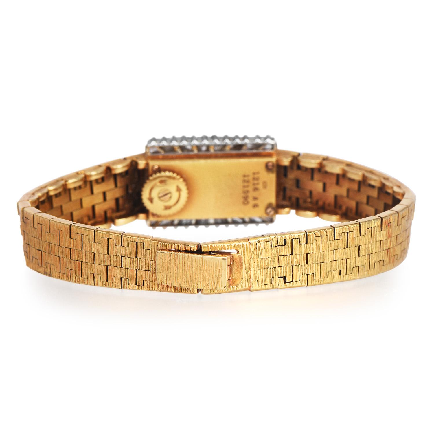 Rétro Piaget Montre-bracelet ballerine vintage pour femmes en or jaune 18 carats avec diamants en vente