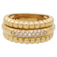 Vintage Piaget Diamond Bombe Ring Set in 18k Yellow Gold