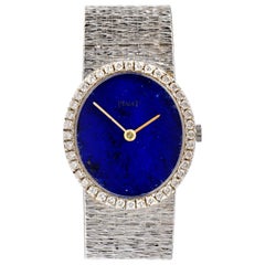 Vintage Piaget Diamant Lapis Zifferblatt 18 Karat Weißgold Damenuhr