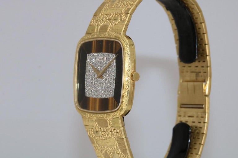Vintage Piaget Diamond, Tiger’s Eye and Onyx Yellow Gold Wristwatch at ...