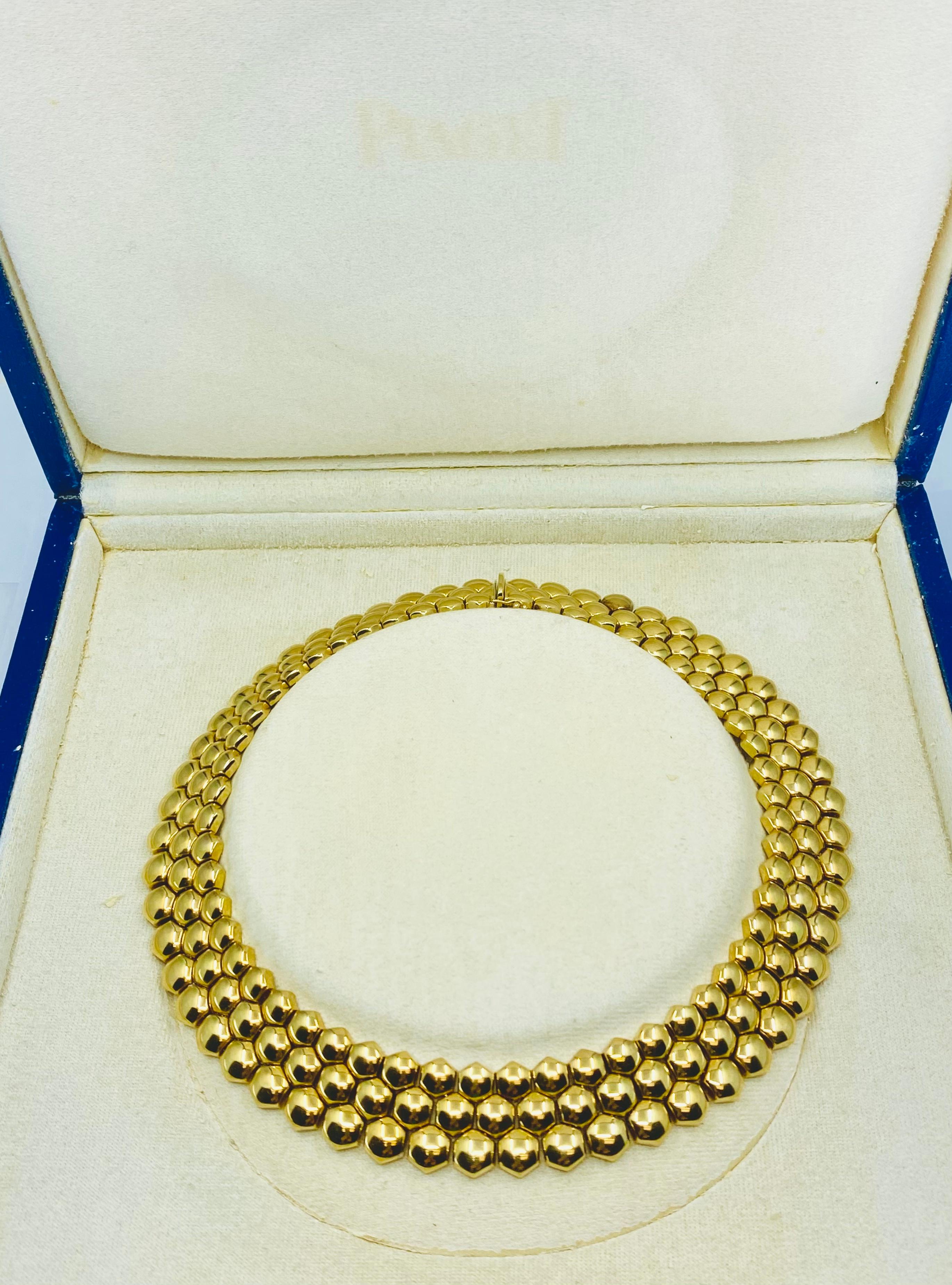 Vintage Piaget Honeycomb Gold Necklace For Sale 2