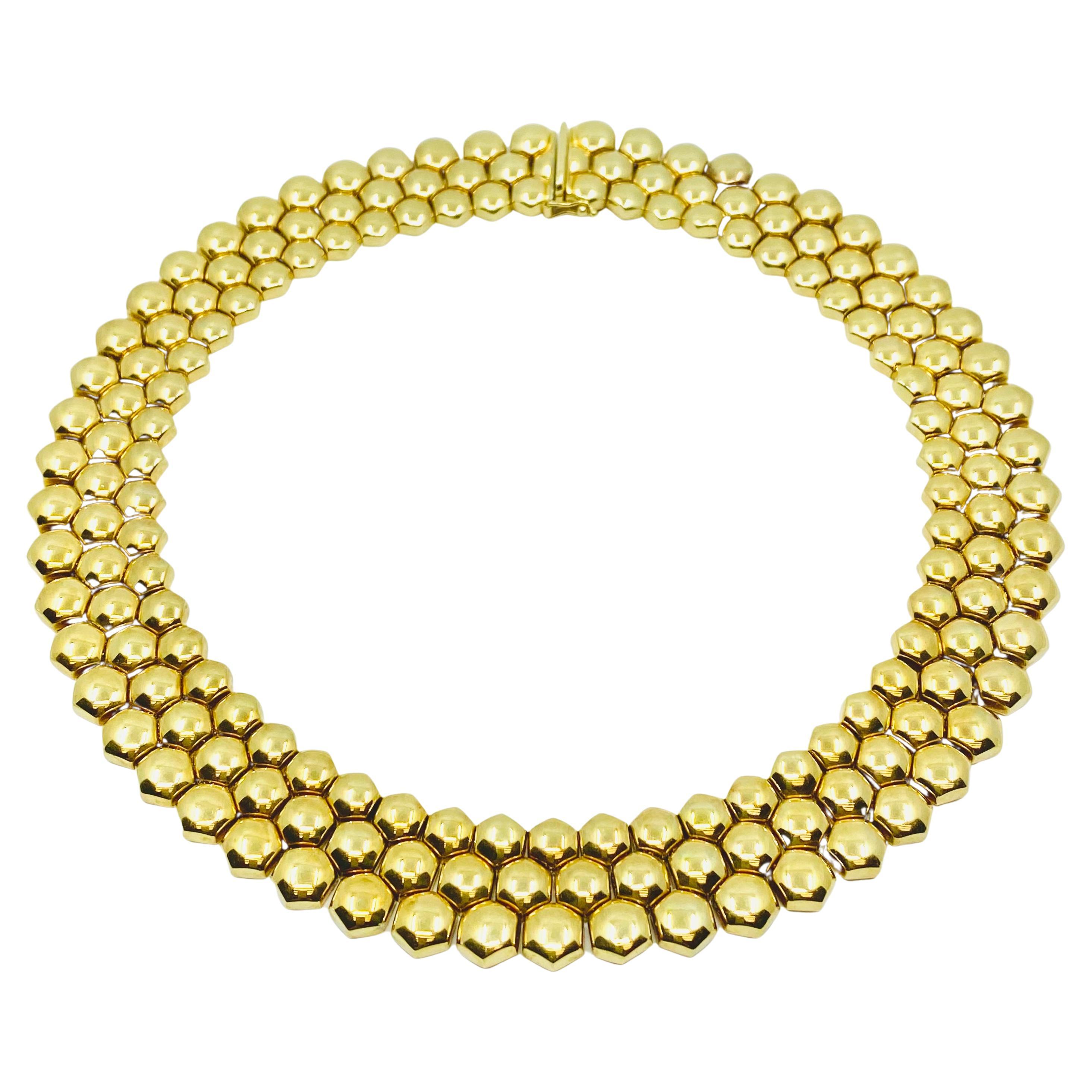 Vintage Piaget Honeycomb Gold Necklace For Sale