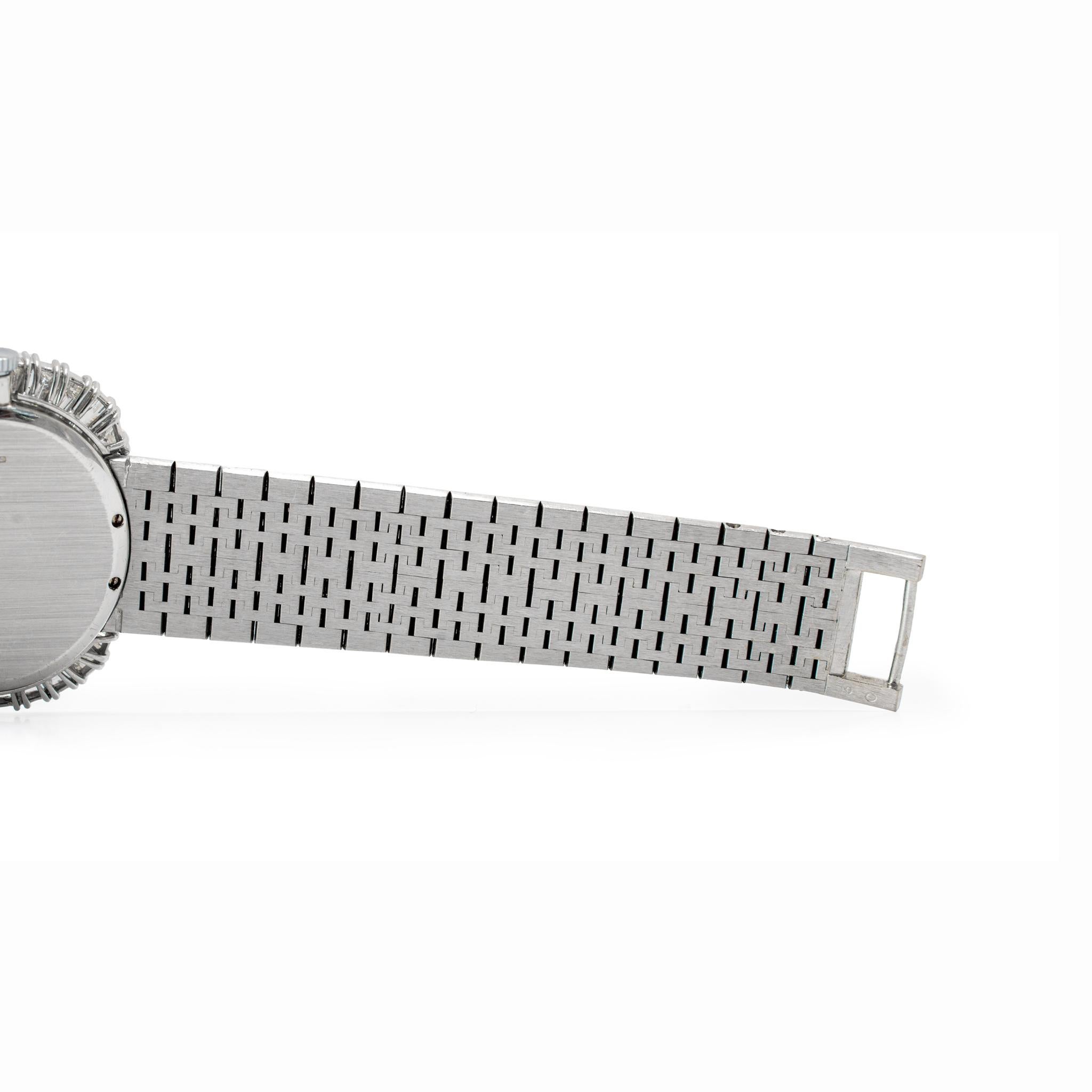 Vintage Piaget Horizonal Oval 34M 98323A6 White Gold Baguette Diamond Onyx Watch For Sale 1