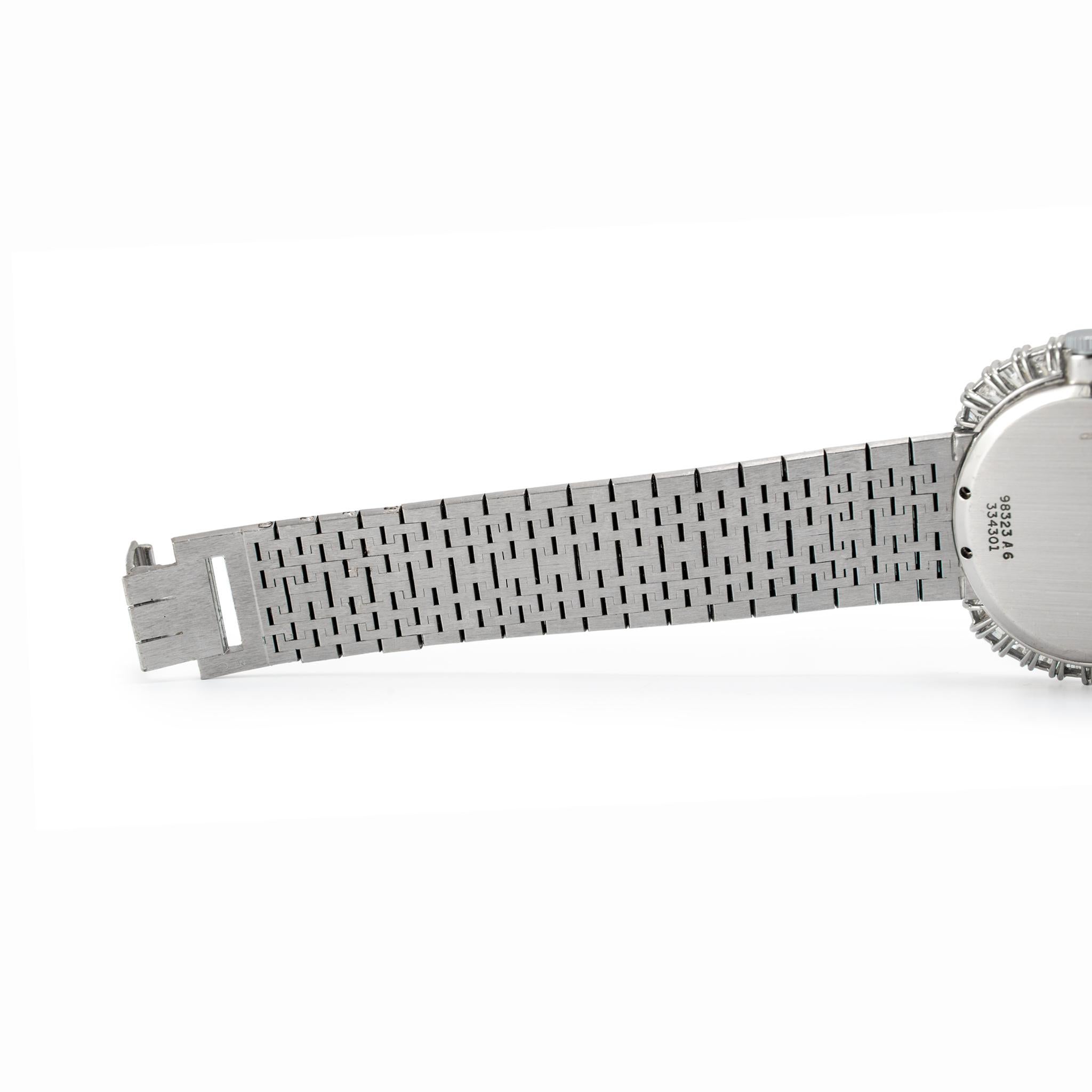 Vintage Piaget Horizonal Oval 34M 98323A6 White Gold Baguette Diamond Onyx Watch For Sale 2