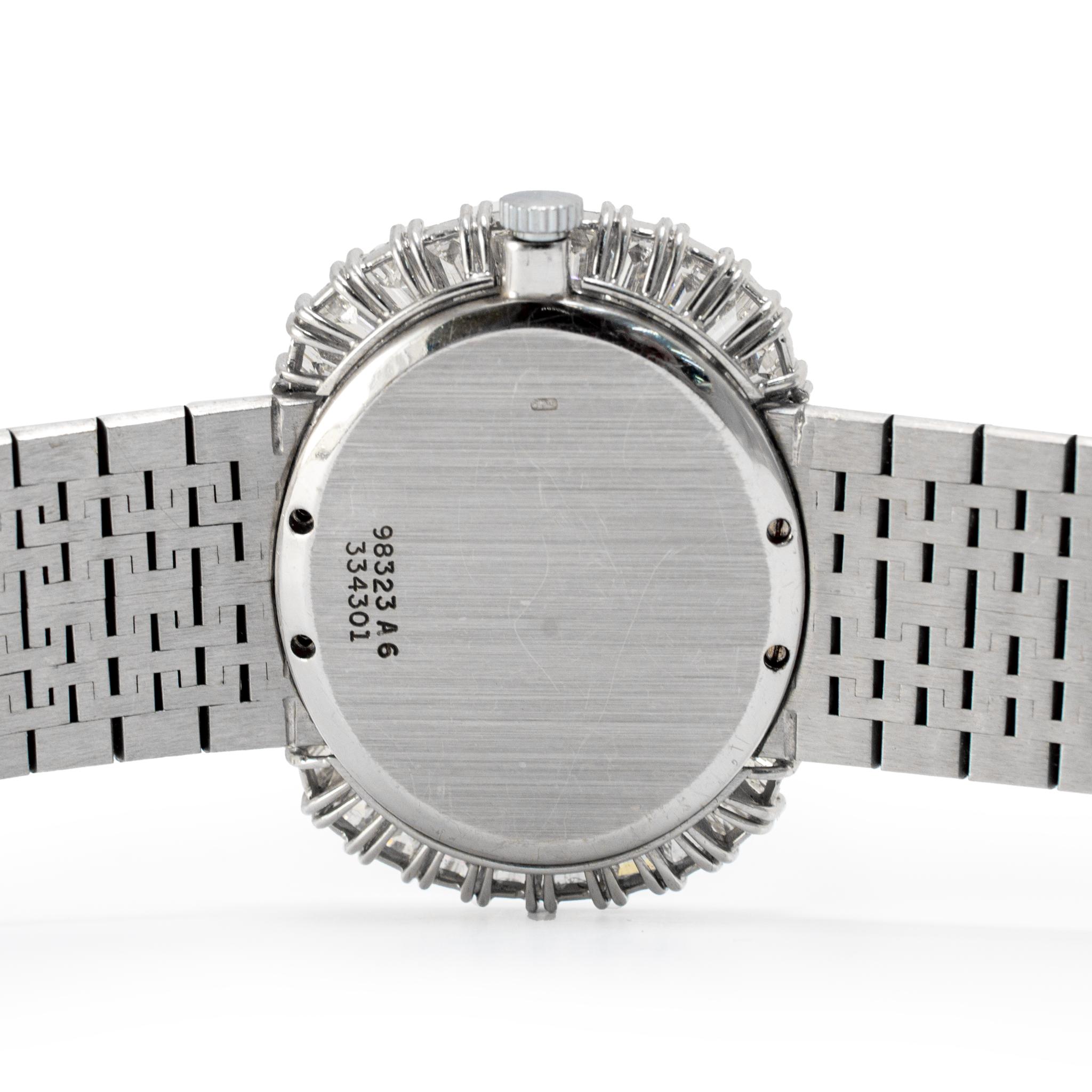 Vintage Piaget Horizonal Oval 34M 98323A6 Weißgold Baguette Diamant Onyx Uhr im Angebot 3