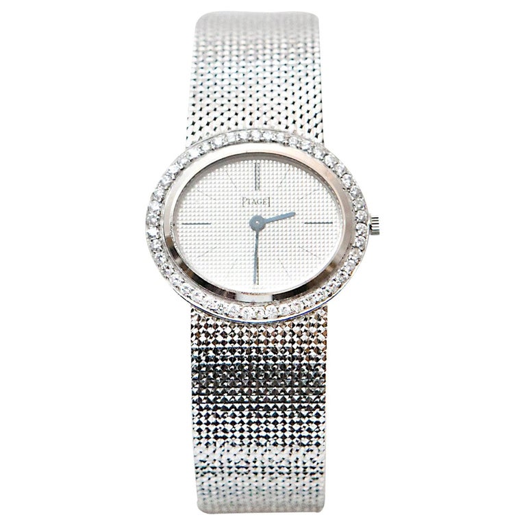 Vintage Piaget Ladies Altiplano 18 Karat White Gold Diamonds Wristwatch For Sale