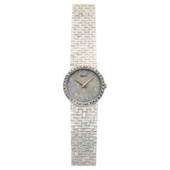 Vintage Piaget Ladies Manual Wind 1980s Opal Dial Diamond Bezel 18K White Gold 2