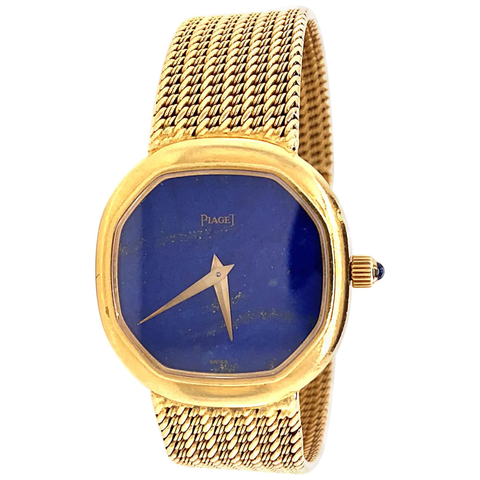 Vintage Piaget Lapis Lazuli 18 Karat Gold Watch