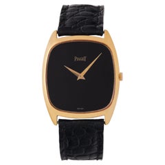 Vintage Piaget Model 9591 Emperador 18 Karat Yellow Gold 29mm Onyx Dial