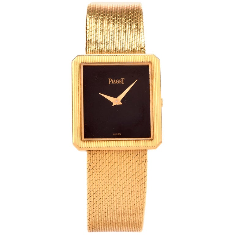 Vintage Piaget Onyx Rectangle 18 Karat Yellow Gold Unisex Watch For Sale at  1stDibs | piaget 18k gold watch vintage, vintage piaget mens watches, piaget  gold watch vintage