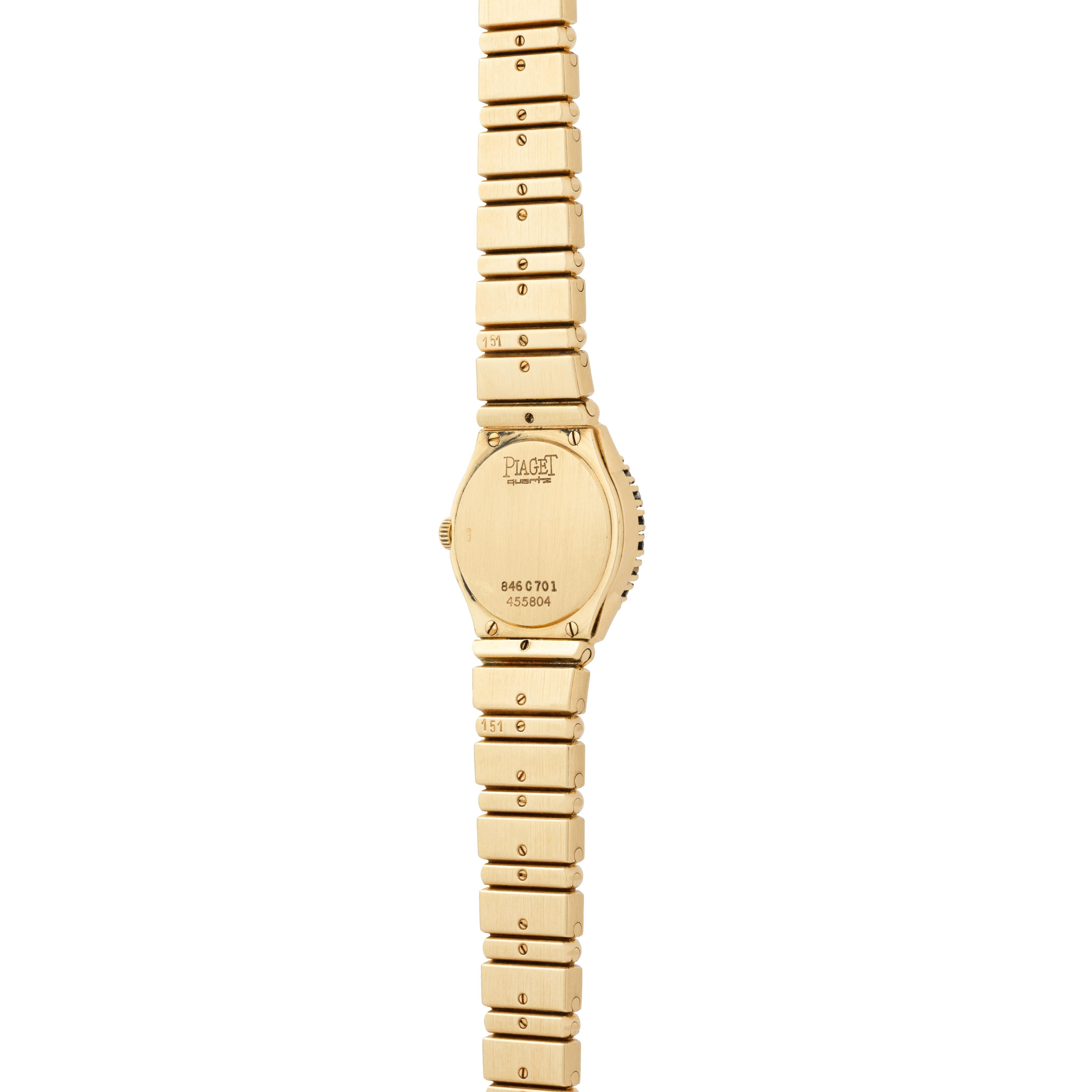 Women's or Men's Vintage Piaget Polo Model 846C701 18 Karat Gold Onyx and Diamonds Watch