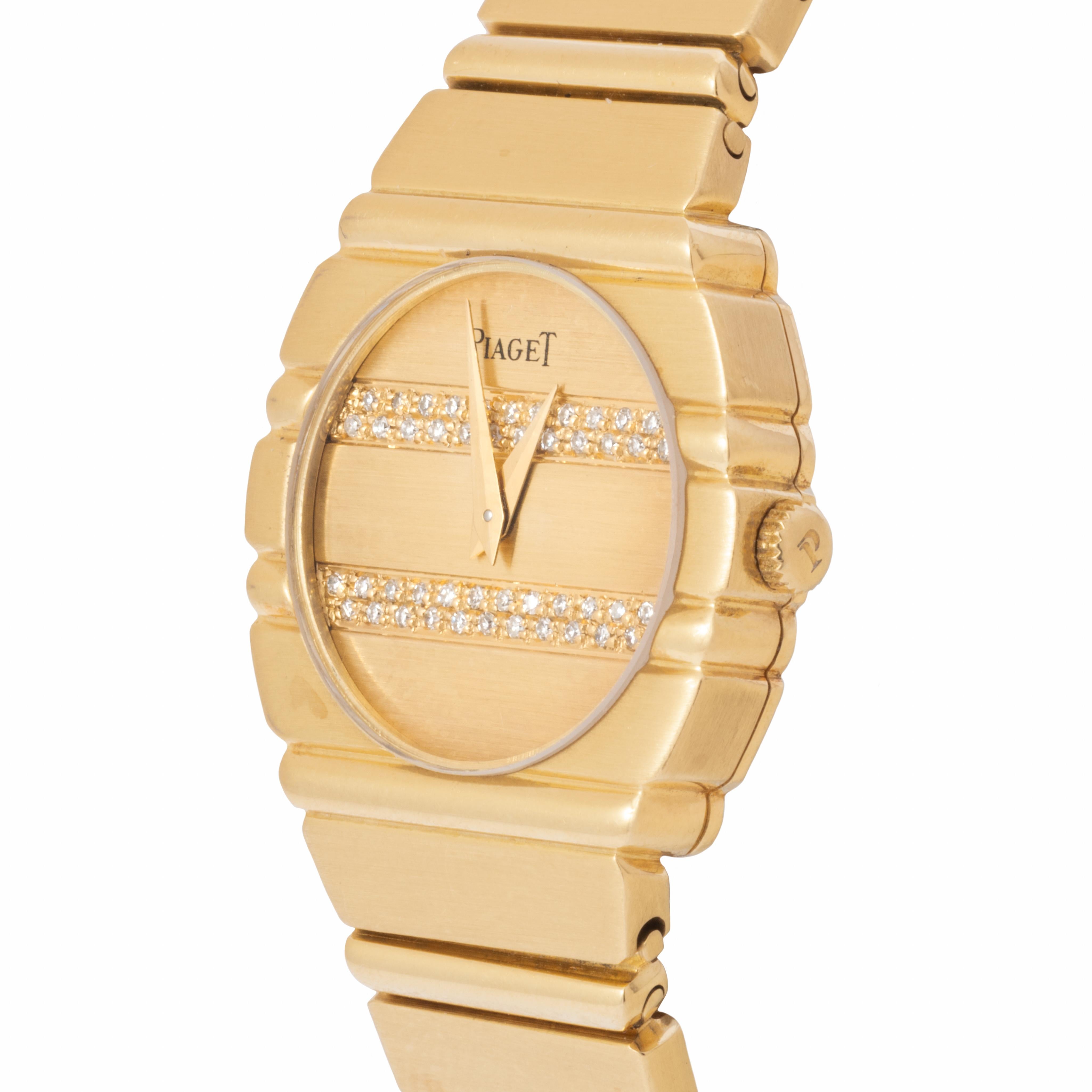 Piaget Polo 18 Karat Gelbgold und Diamant-Zifferblatt Modell 861C701, Vintage  Siehe (Brillantschliff)