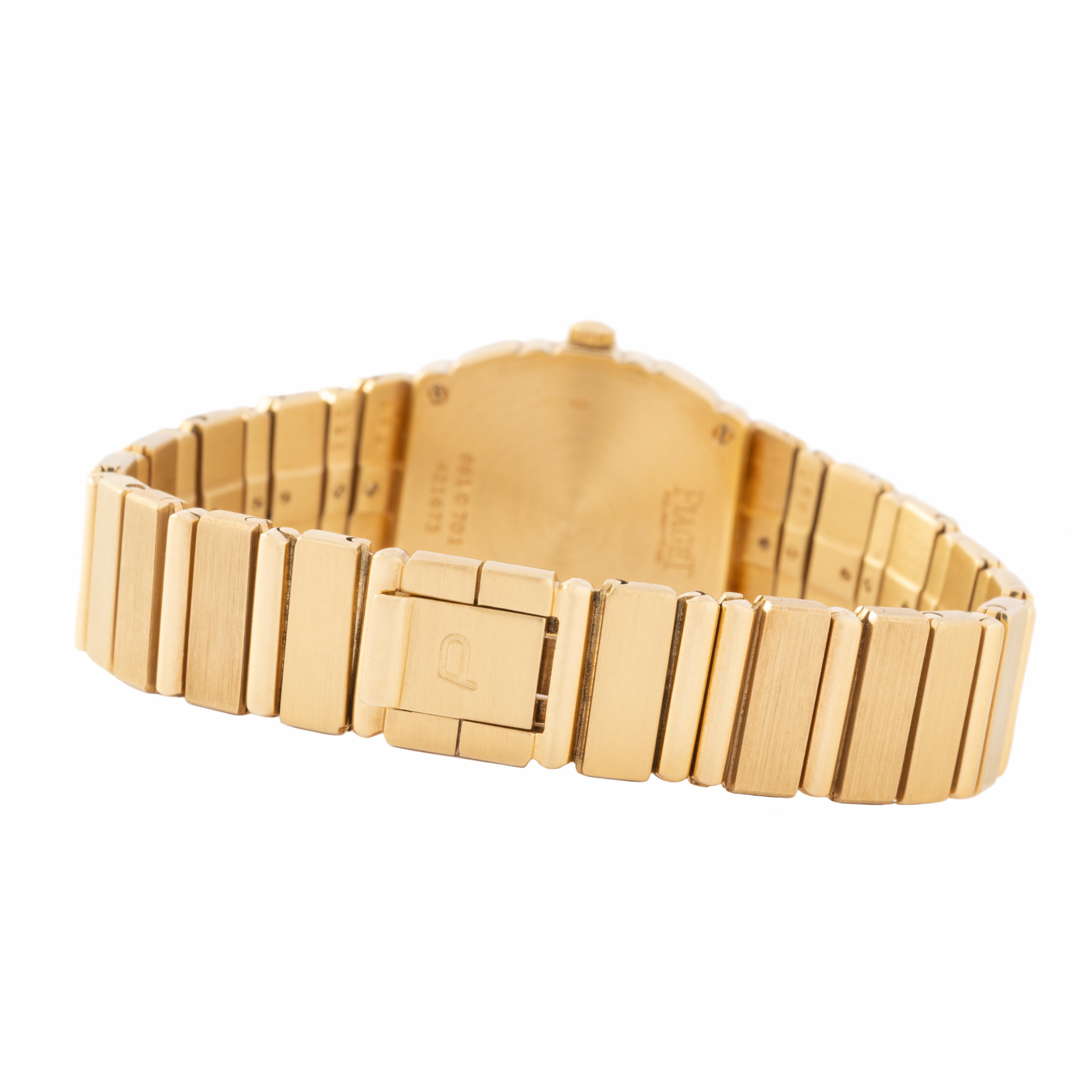 Piaget Polo 18 Karat Gelbgold und Diamant-Zifferblatt Modell 861C701, Vintage  Siehe im Zustand „Gut“ in New York, NY