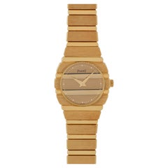 Vintage Piaget Polo 18 Karat Yellow Gold Model 861C701 24mm Ladies Watch
