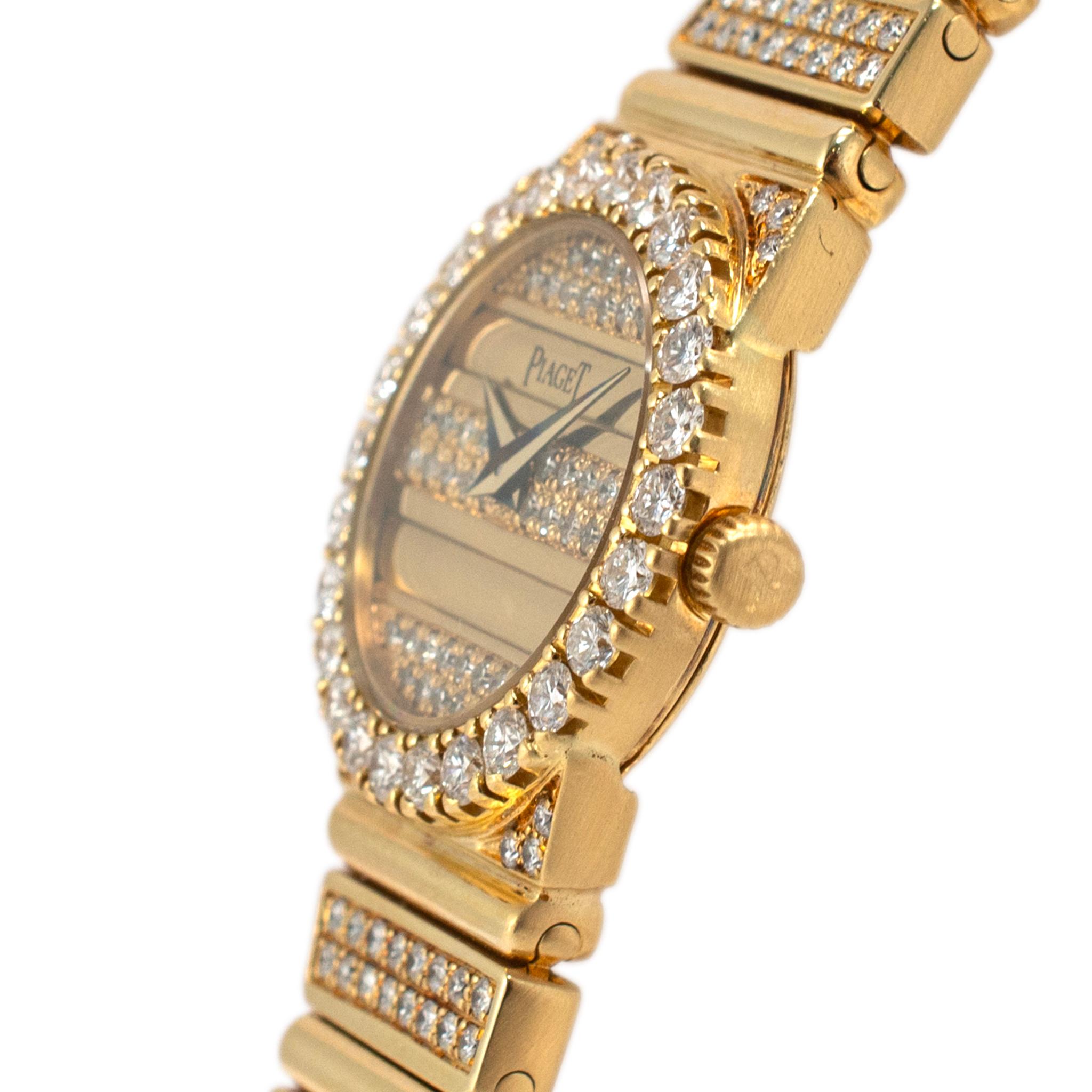 Vintage By Piaget Polo 21MM 8296 C 725 18K Gelbgold 4,70ct Pave Diamond Uhr (Rundschliff) im Angebot