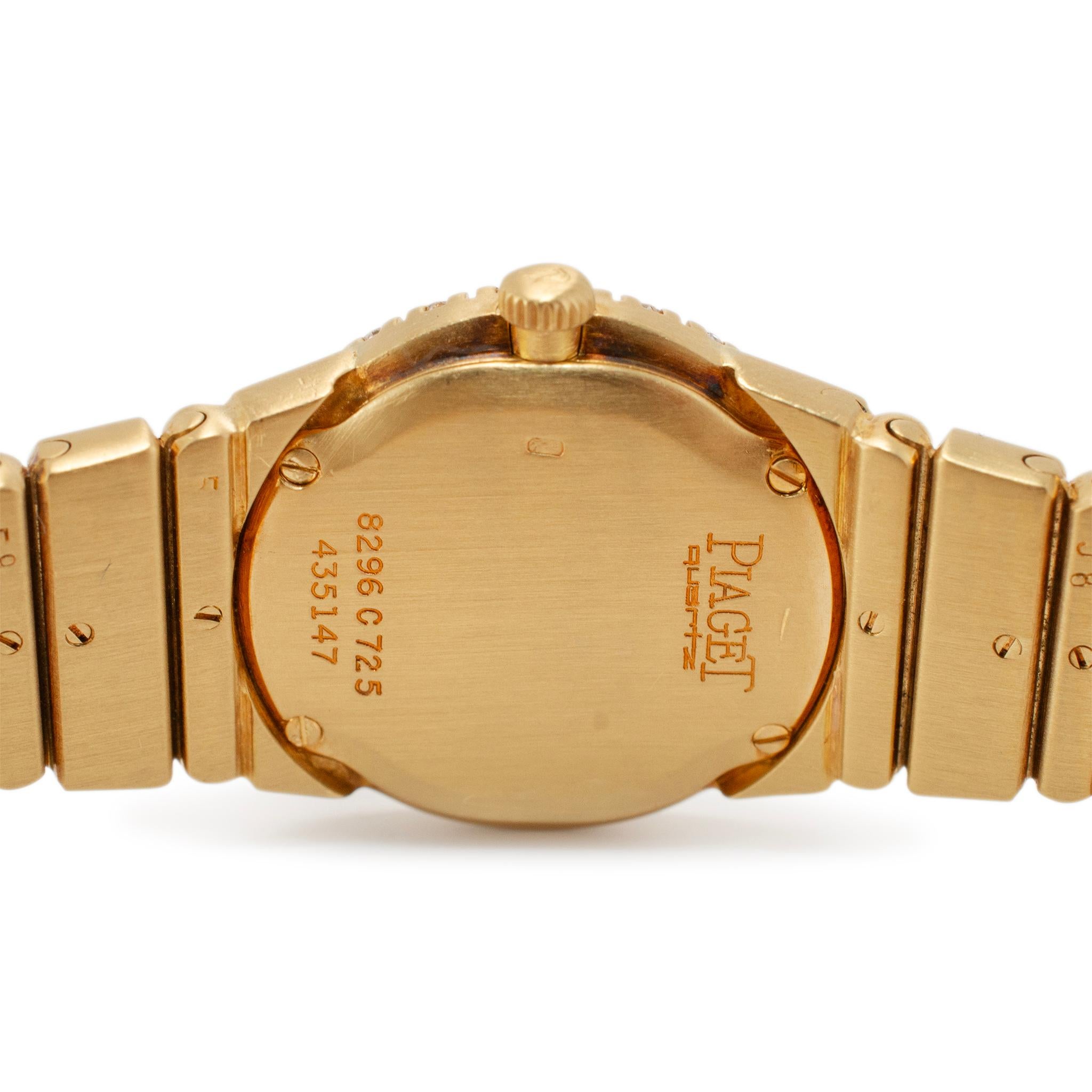 Vintage By Piaget Polo 21MM 8296 C 725 18K Gelbgold 4,70ct Pave Diamond Uhr im Zustand „Hervorragend“ im Angebot in Houston, TX