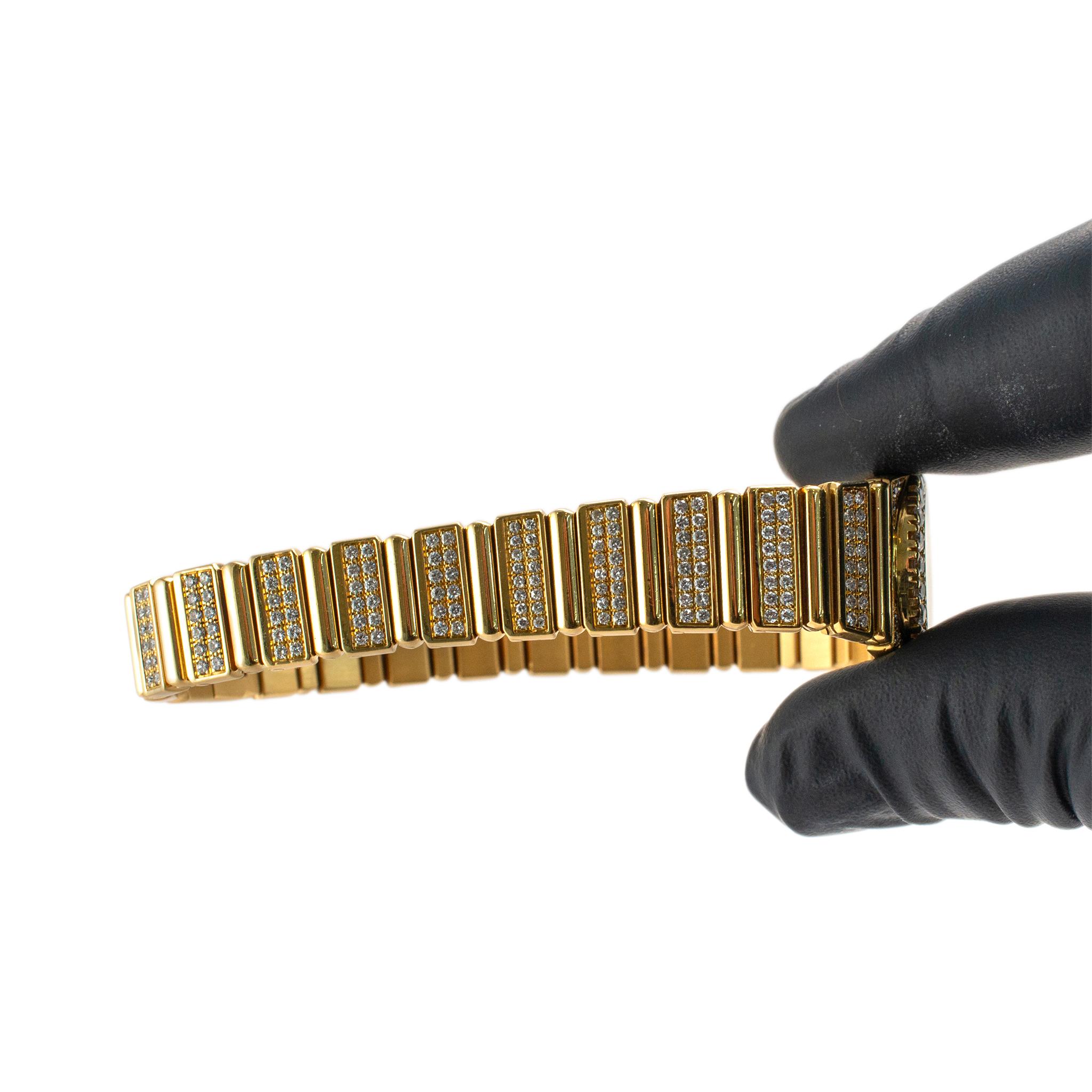 Vintage By Piaget Polo 21MM 8296 C 725 18K Gelbgold 4,70ct Pave Diamond Uhr im Angebot 3