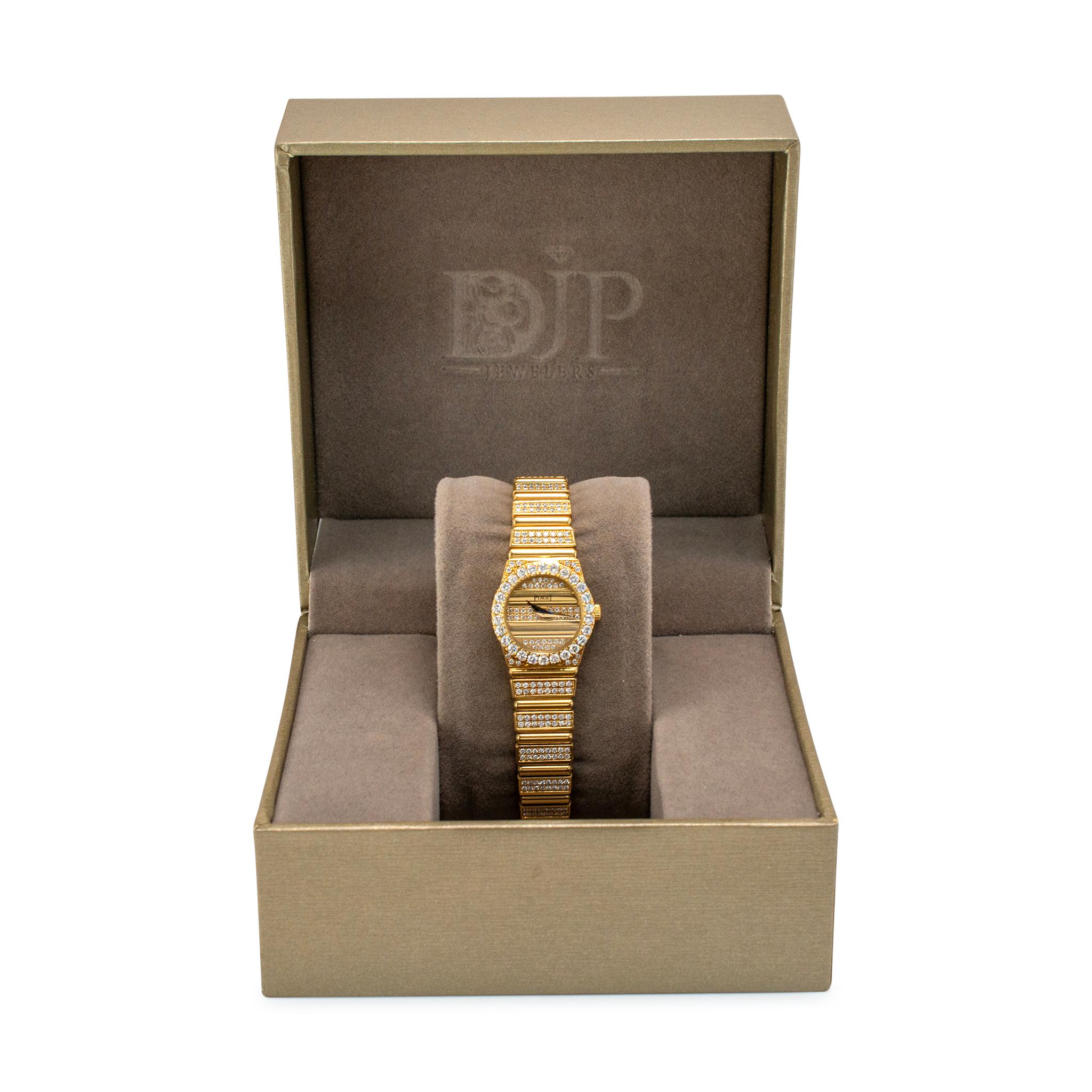 Vintage By Piaget Polo 21MM 8296 C 725 18K Gelbgold 4,70ct Pave Diamond Uhr im Angebot 4
