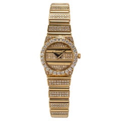 Vintage Piaget Polo 21MM 8296 C 725 18K Yellow Gold 4.70ct Pave Diamond Watch