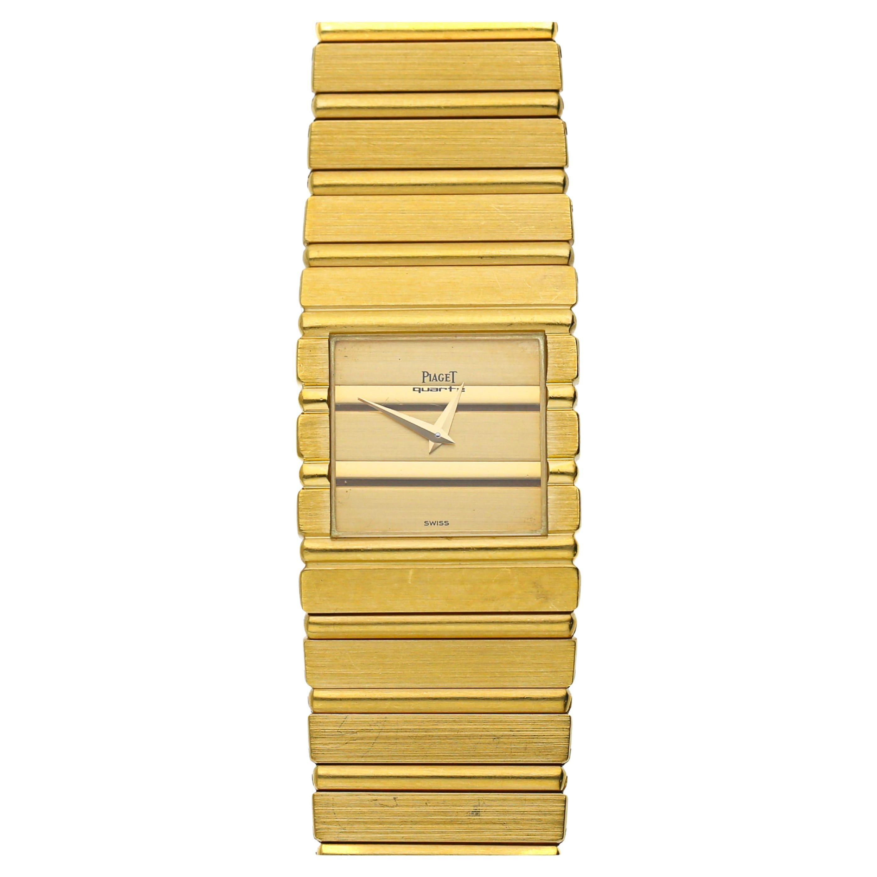 Vintage Piaget Polo 7131 C 701 18K Gold Integral Bracelet Watch