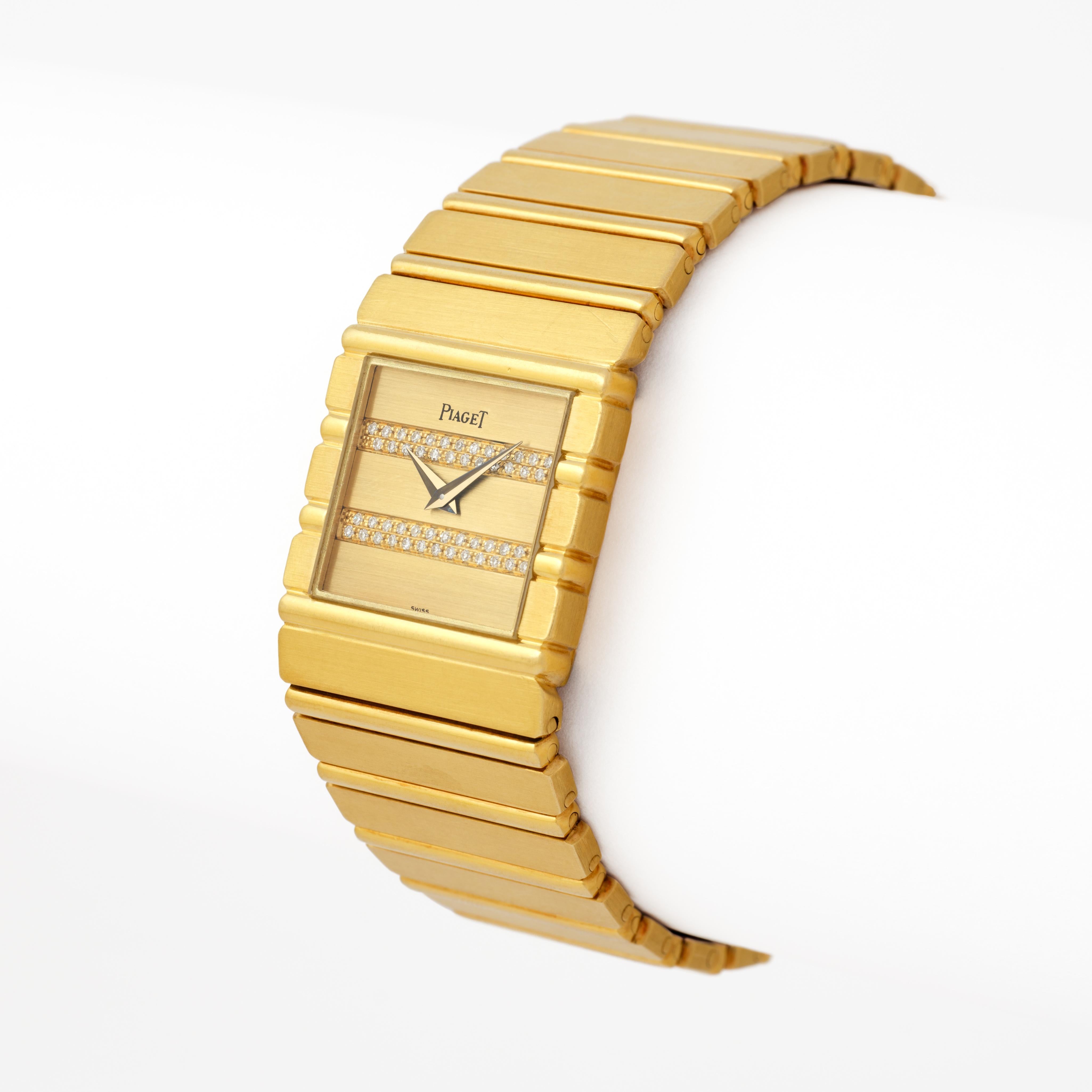 Piaget Polo d'epoca Modello 7131 C 701 Oro giallo 18 carati Diamanti Scatola Documenti In condizioni buone in vendita a New York, NY