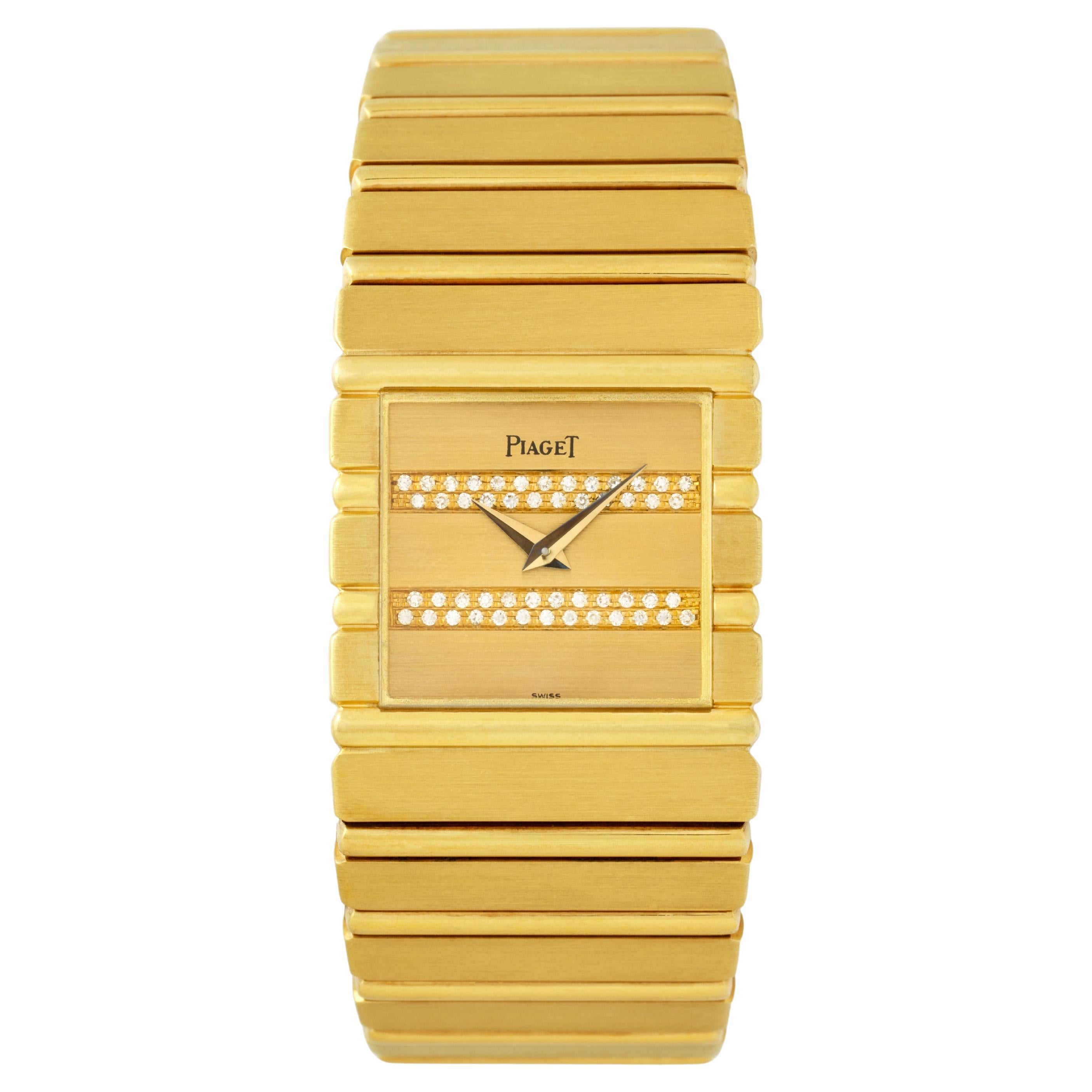 Vintage Piaget Polo Model 7131 C 701 18 Karat Yellow Gold Diamonds Box Papers