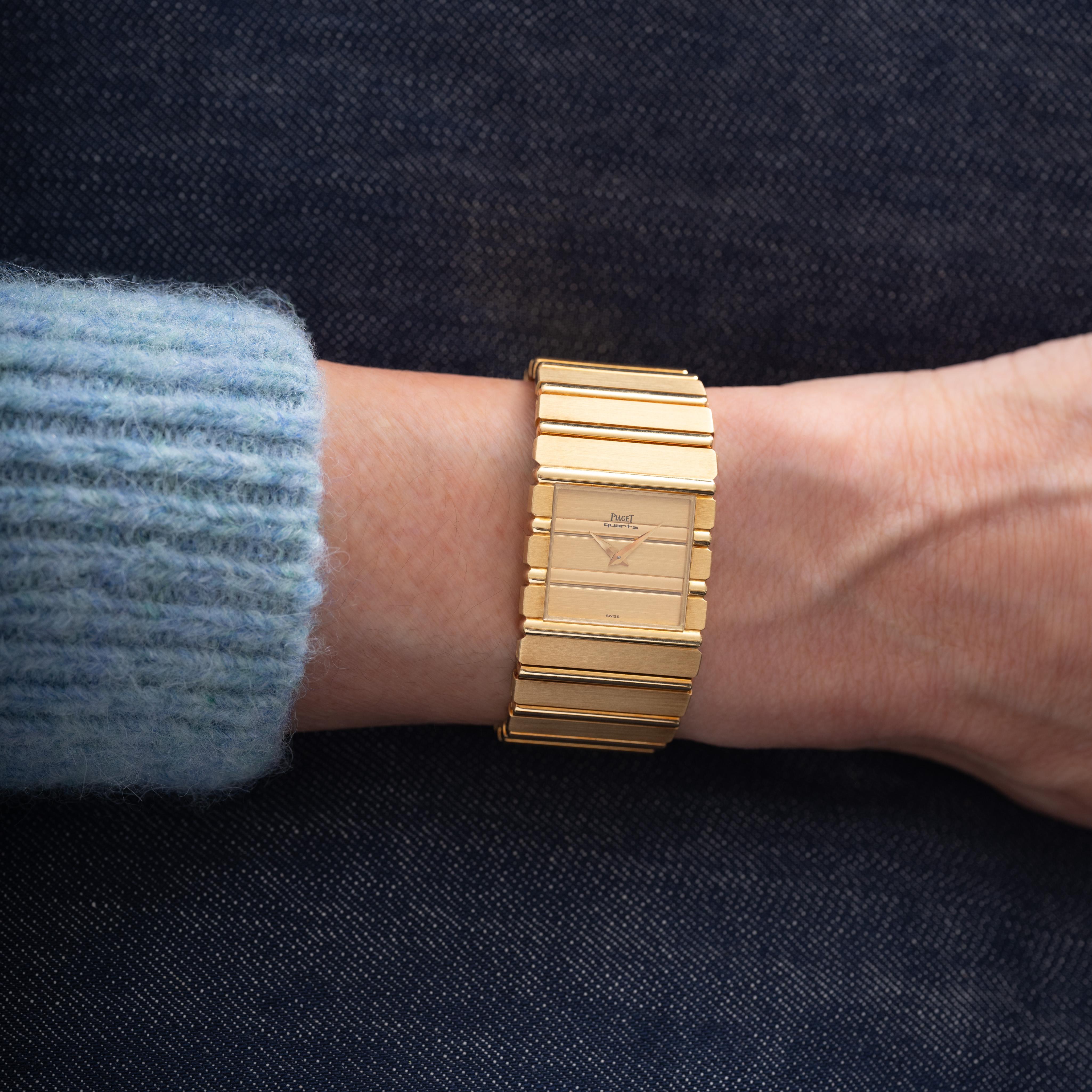 Vintage Piaget Polo Model 7131 C701 18k Yellow Gold Watch For Sale 5