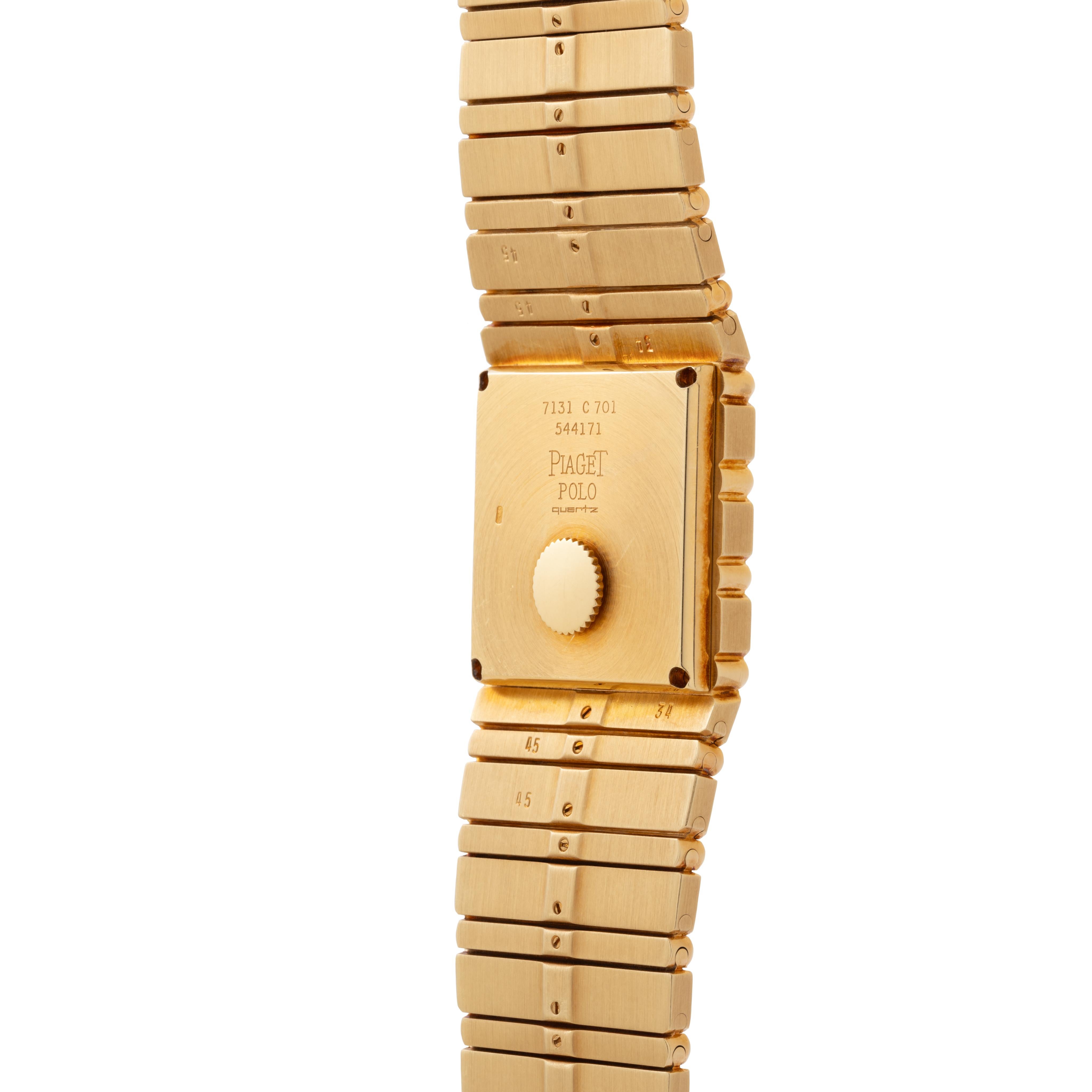Vintage Piaget Polo Model 7131 C701 18k Yellow Gold Watch For Sale 3