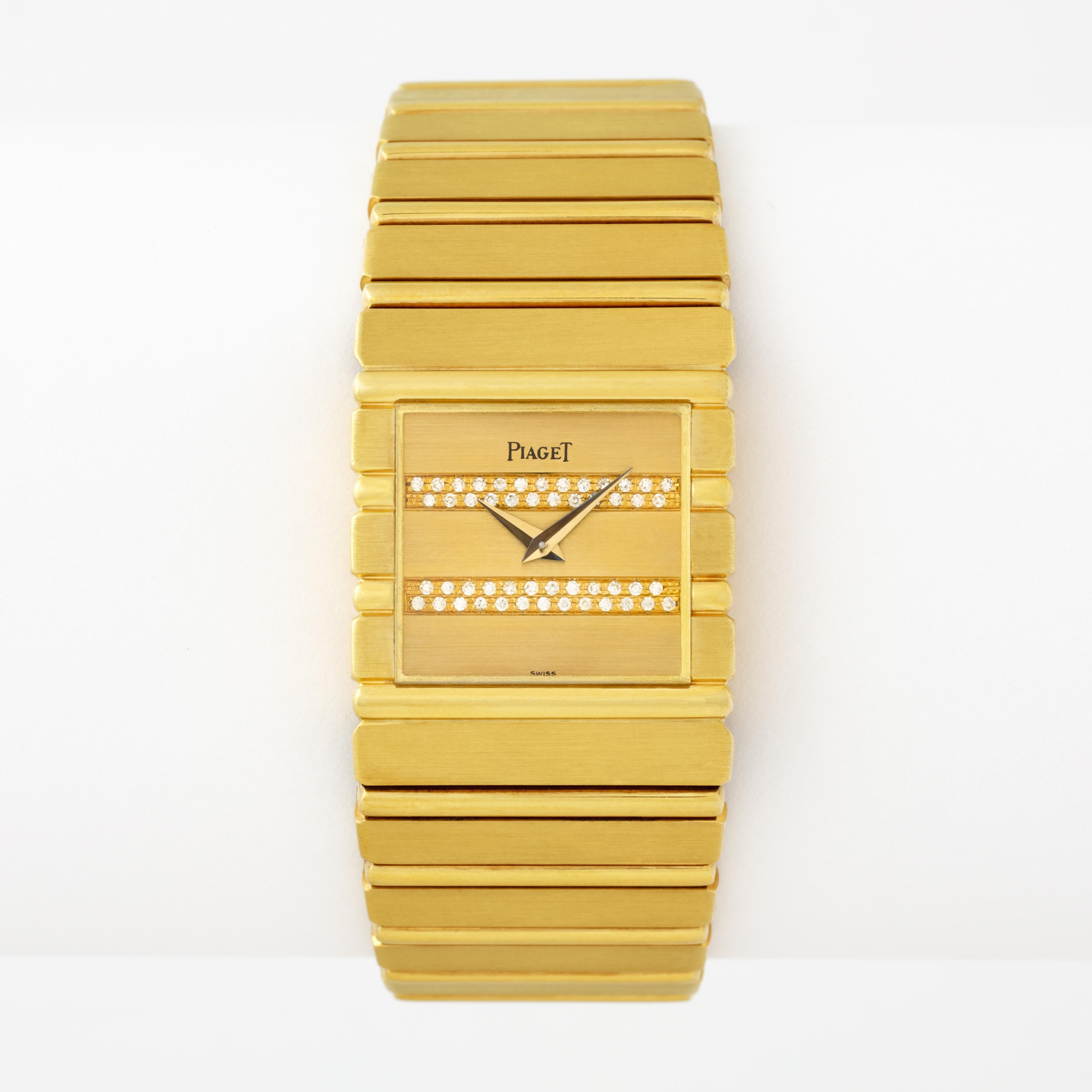 Moderne Vintage Piaget Model No 7131c701 18 Karat Yellow Gold Diamonds Box Papers en vente
