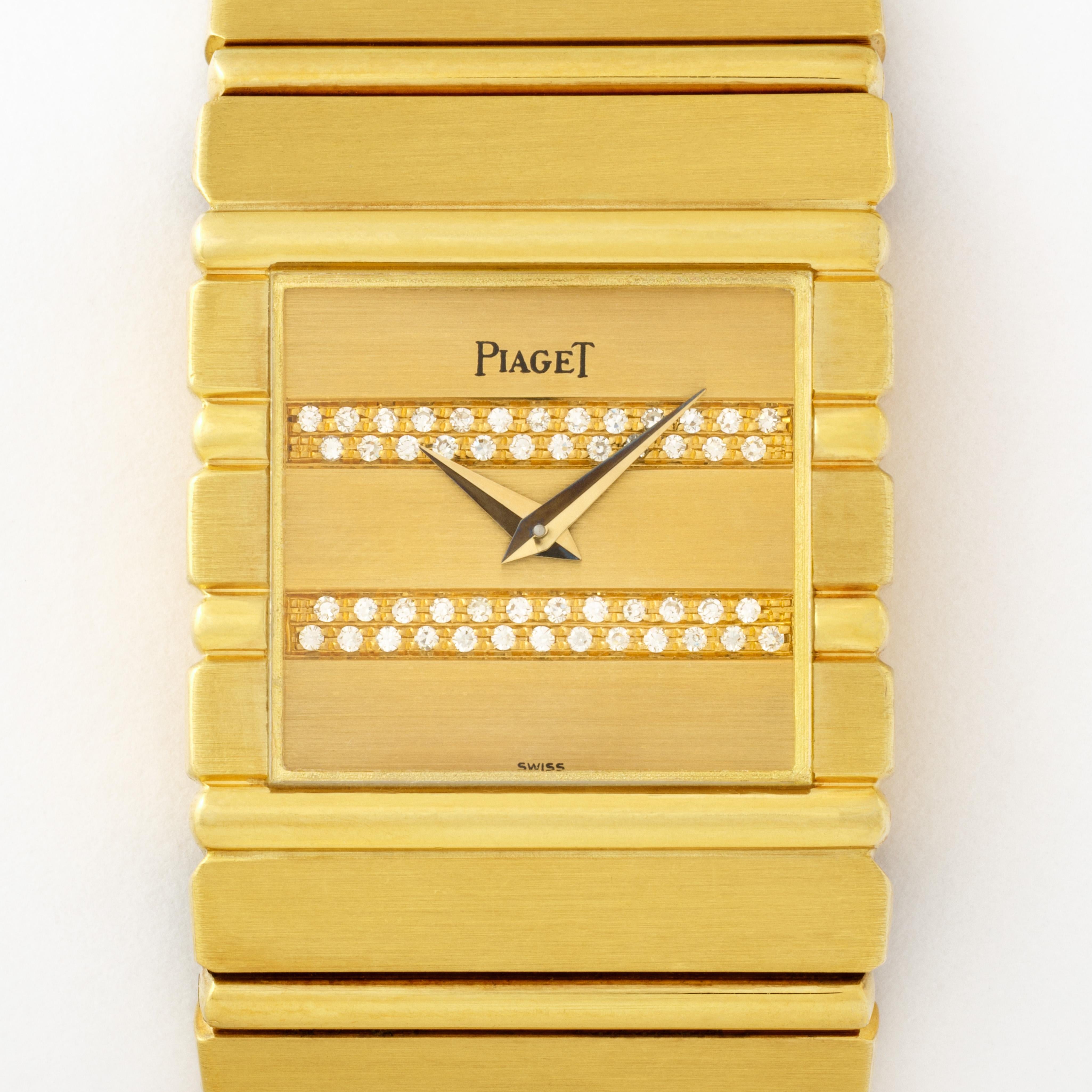 Taille brillant Vintage Piaget Model No 7131c701 18 Karat Yellow Gold Diamonds Box Papers en vente