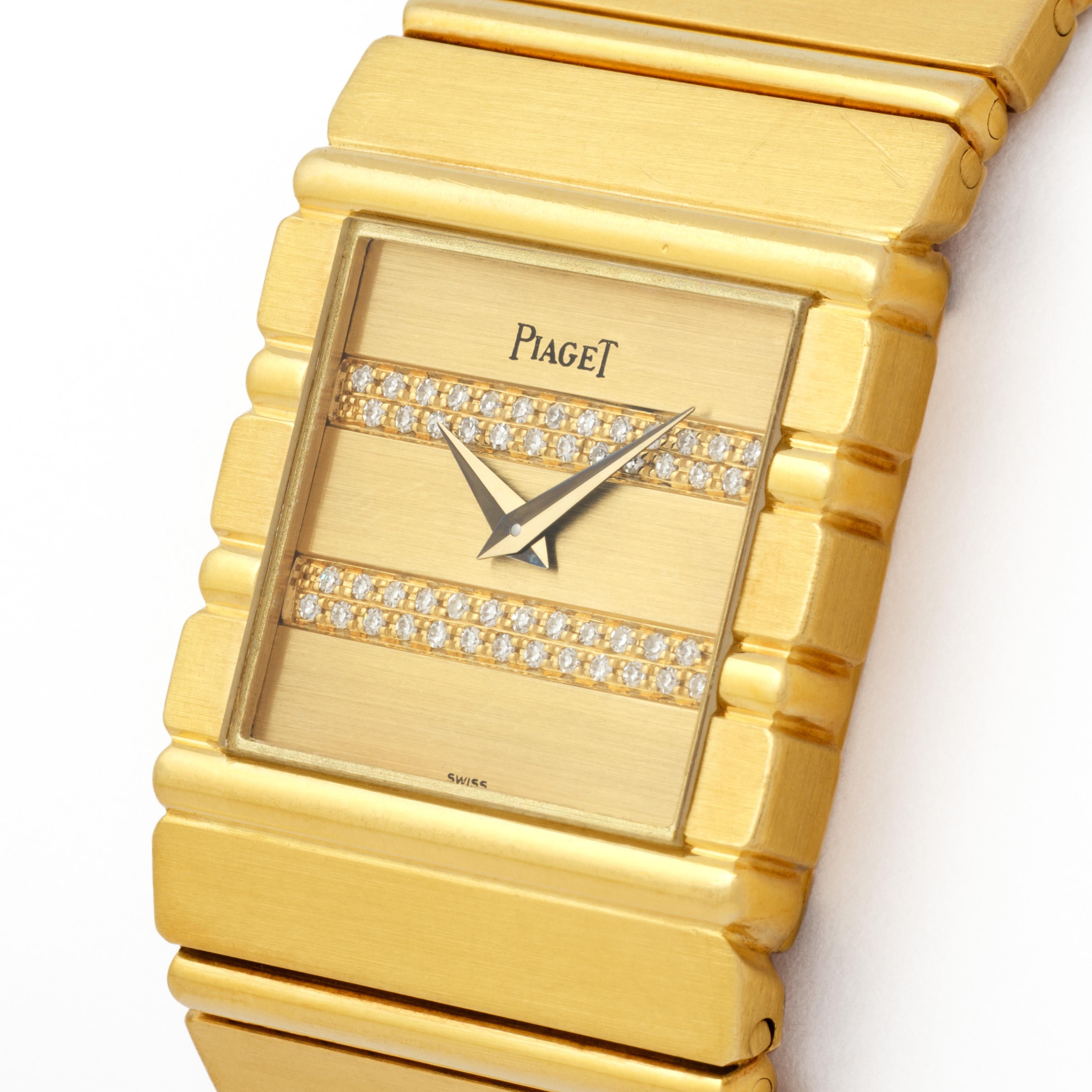 Vintage Piaget Model No 7131c701 18 Karat Yellow Gold Diamonds Box Papers Unisexe en vente