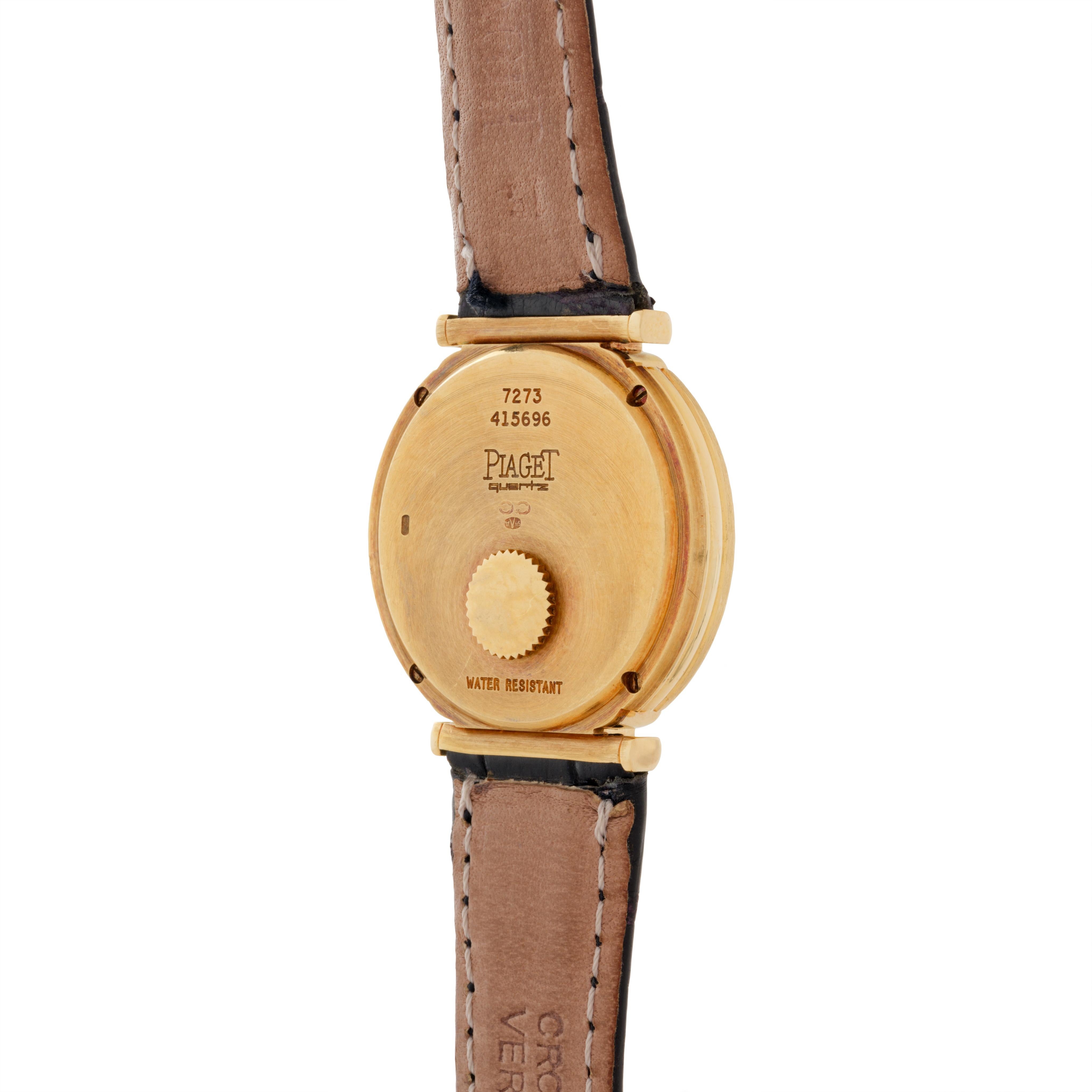 Montre Vintage Piaget Model No 7273 Or Jaune 18 carats Mouvement à Quartz en vente 2