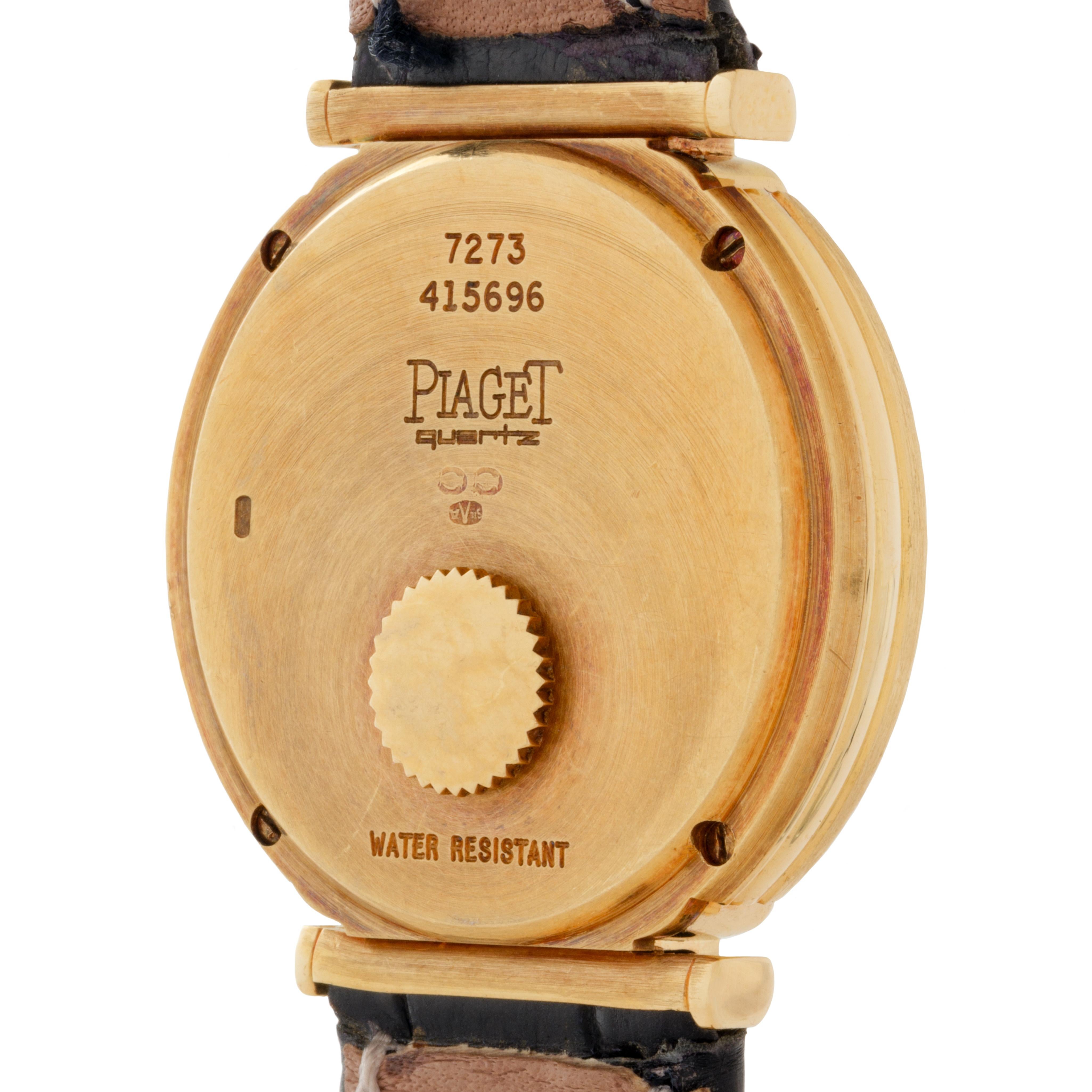 Montre Vintage Piaget Model No 7273 Or Jaune 18 carats Mouvement à Quartz en vente 3