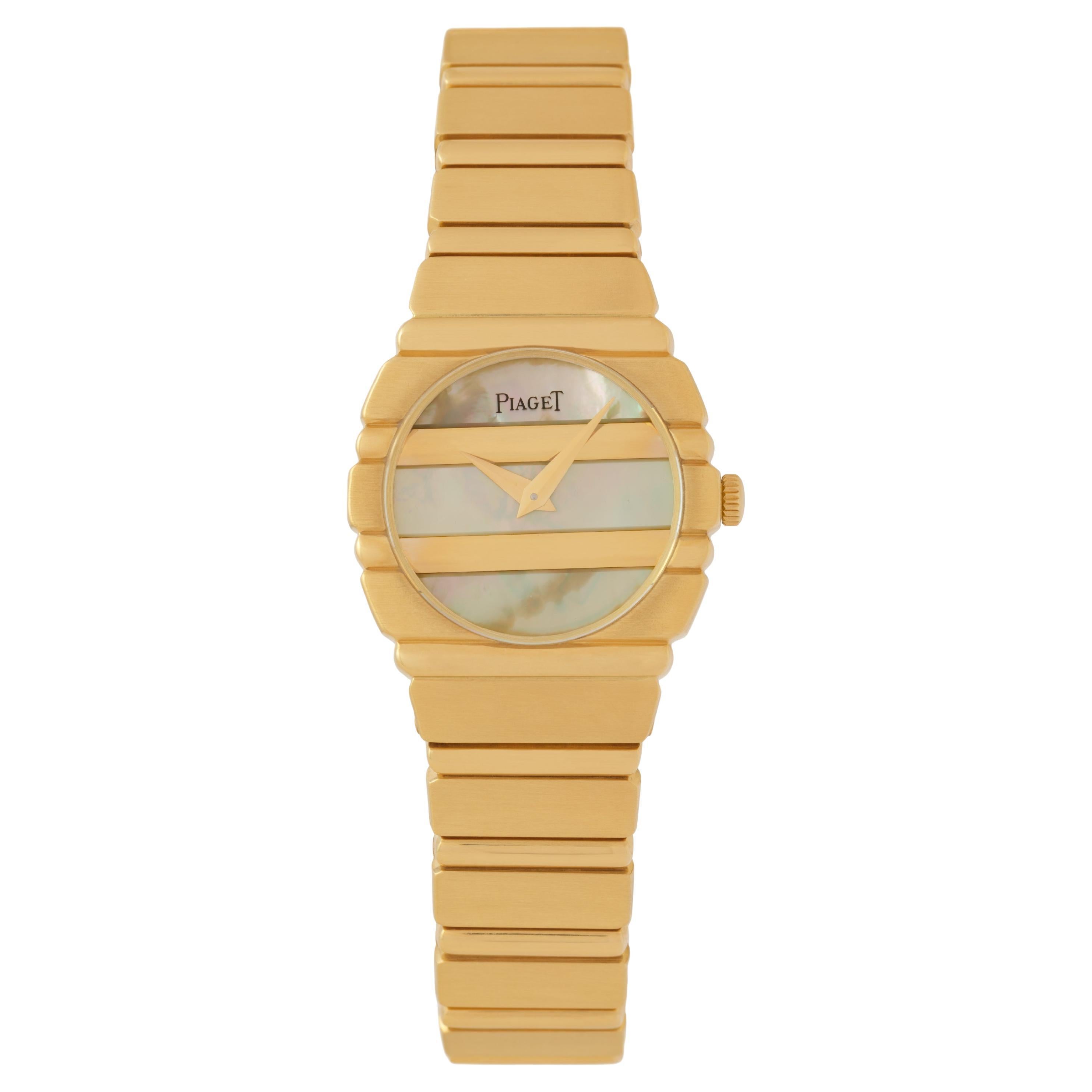 Vintage Piaget Polo Model 861C701 18 Karat Yellow Gold 23mm Mother-of-Pearl Dial