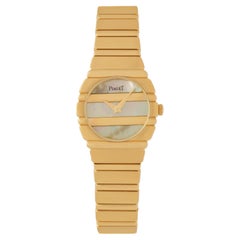 Vintage Piaget Polo Model 861C701 18 Karat Yellow Gold 23mm Mother-of-Pearl Dial