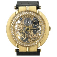 Used Piaget Polo Skeleton 18K Gold Diamond Stem Wind Wristwatch