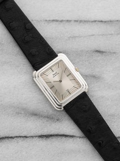 Vintage Piaget Protocole 174101 18K White Gold Silver Sunburst Dial