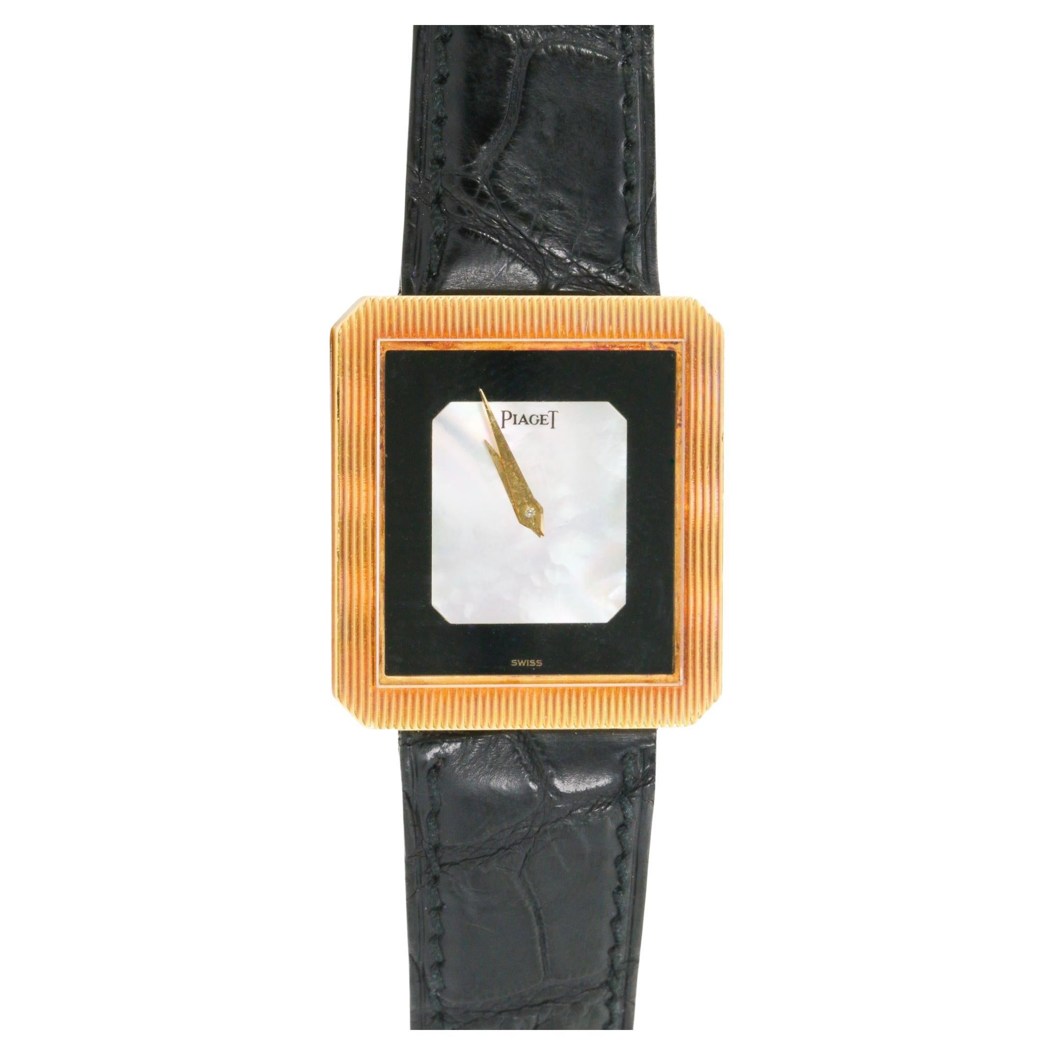 Vintage Piaget Protocole Full Set Ref 9154 18K Mother of Pearl and Onyx Dial im Angebot