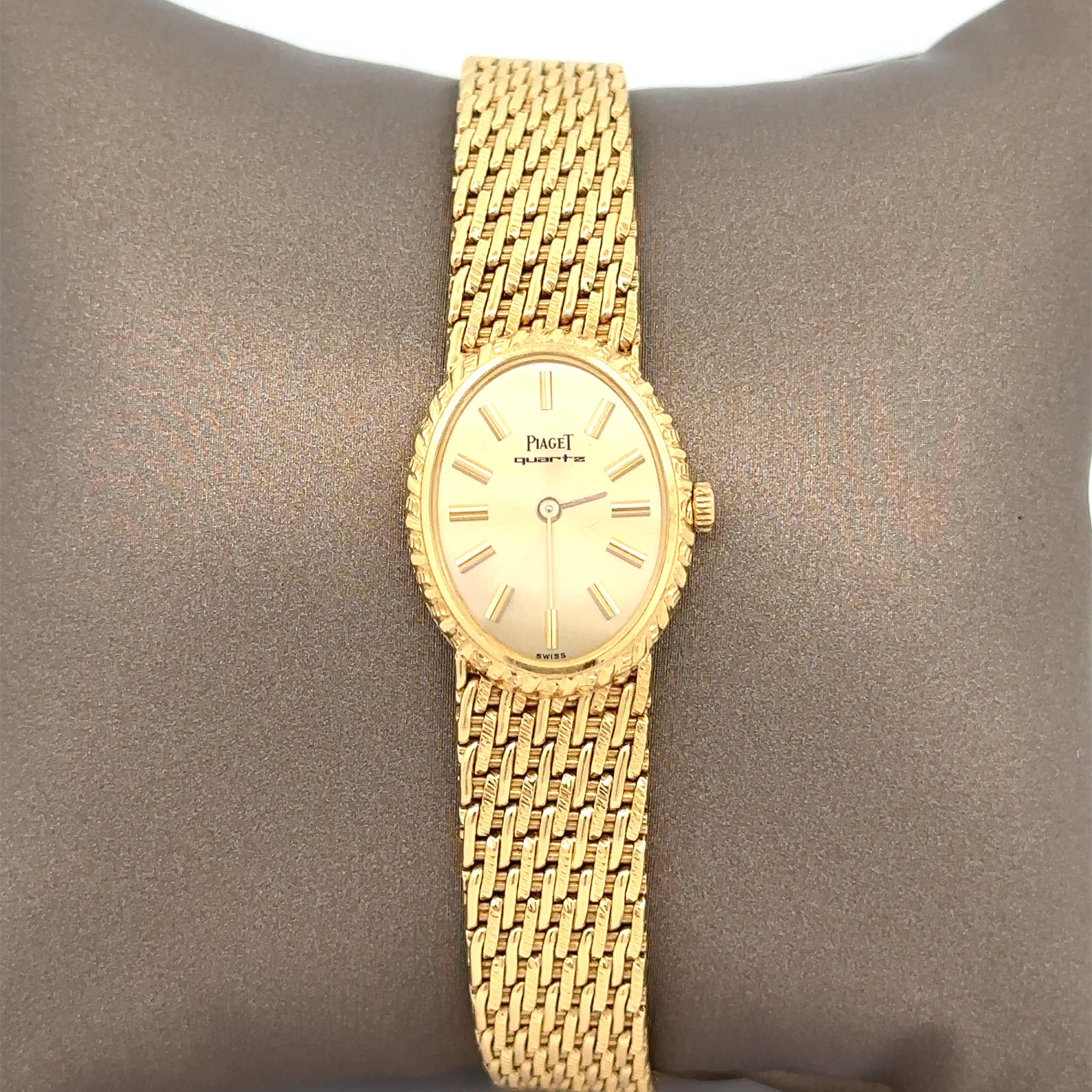 Vintage Piaget Quartz 18k Yellow Gold Oval Wrist Watch Bracelet Ref. 8552 P 31 4