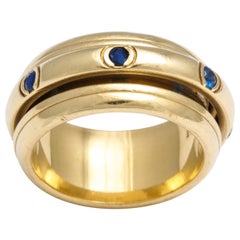 Vintage French  Piaget Sapphire and 18 Karat Gold Fidget Ring