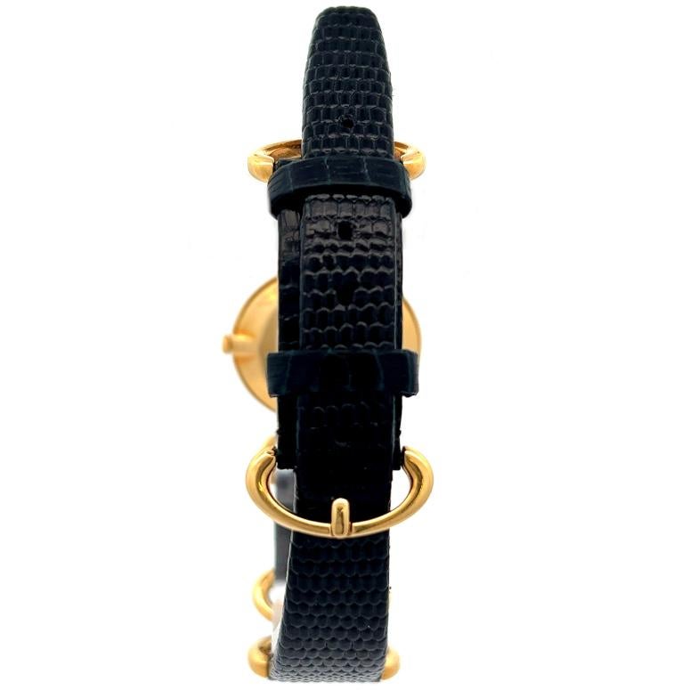 Piaget Schweizer Diamant-Lederarmbanduhr aus 18 Karat Gelbgold 1