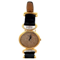 Piaget Schweizer Diamant-Lederarmbanduhr aus 18 Karat Gelbgold