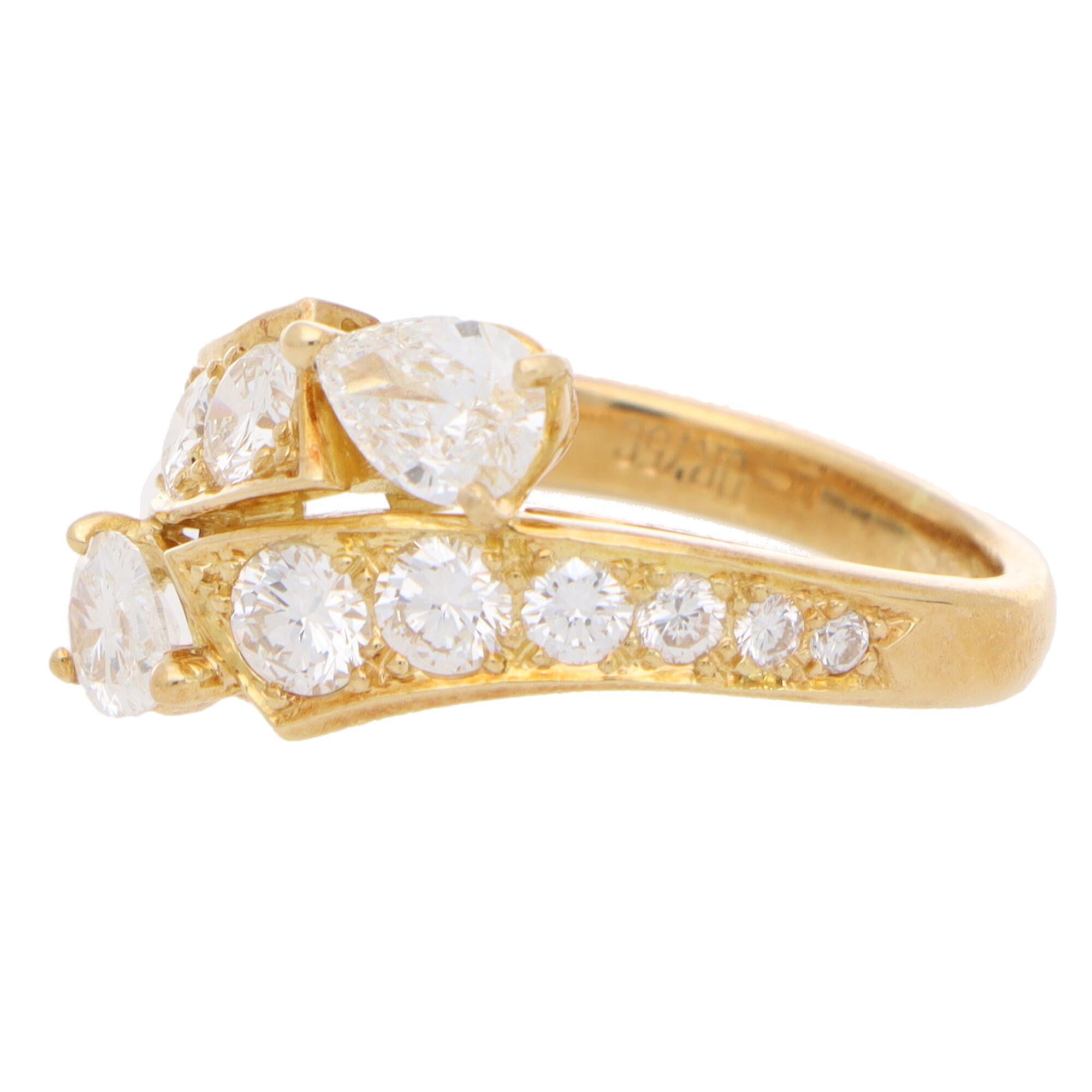 Contemporary Vintage Piaget Toi-et-moi Diamond Crossover Ring Set in 18k Yellow Gold