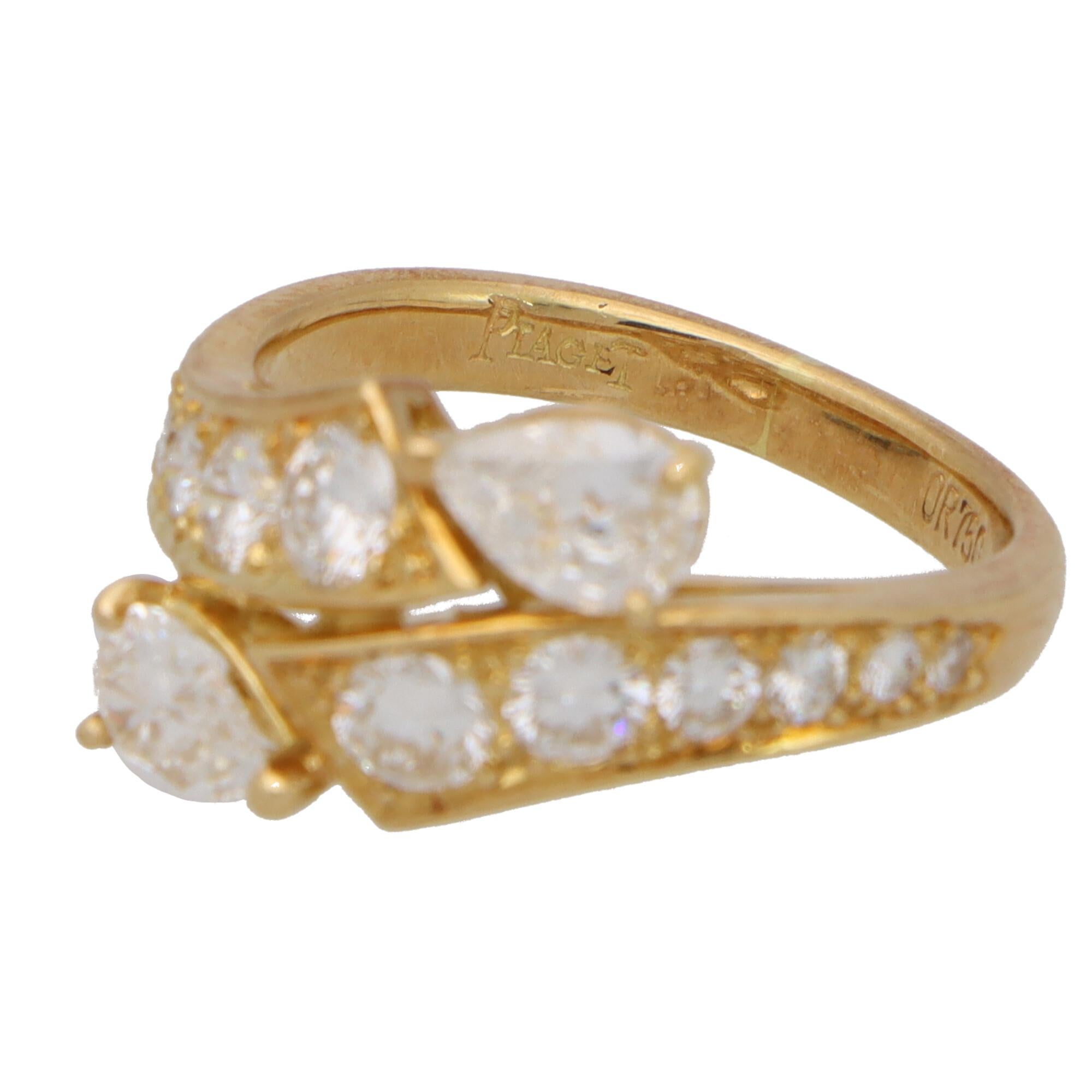 Women's or Men's Vintage Piaget Toi-et-moi Diamond Crossover Ring Set in 18k Yellow Gold