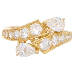 Piaget: 18 Karat Gelbgold Vintage Toi-et-moi Diamant-Crossover-Ring